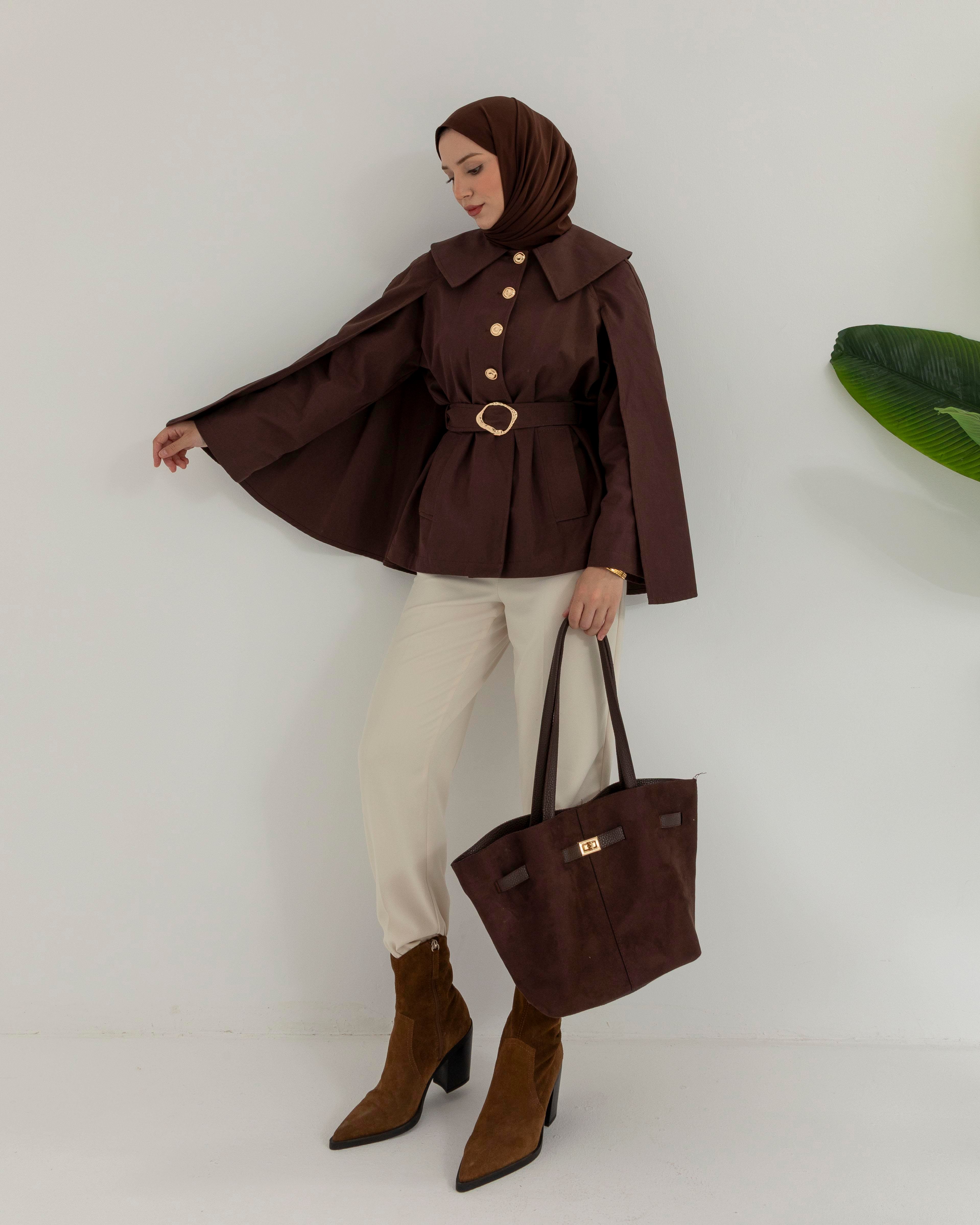 Kemeri Tokalı Kahve Trençkot