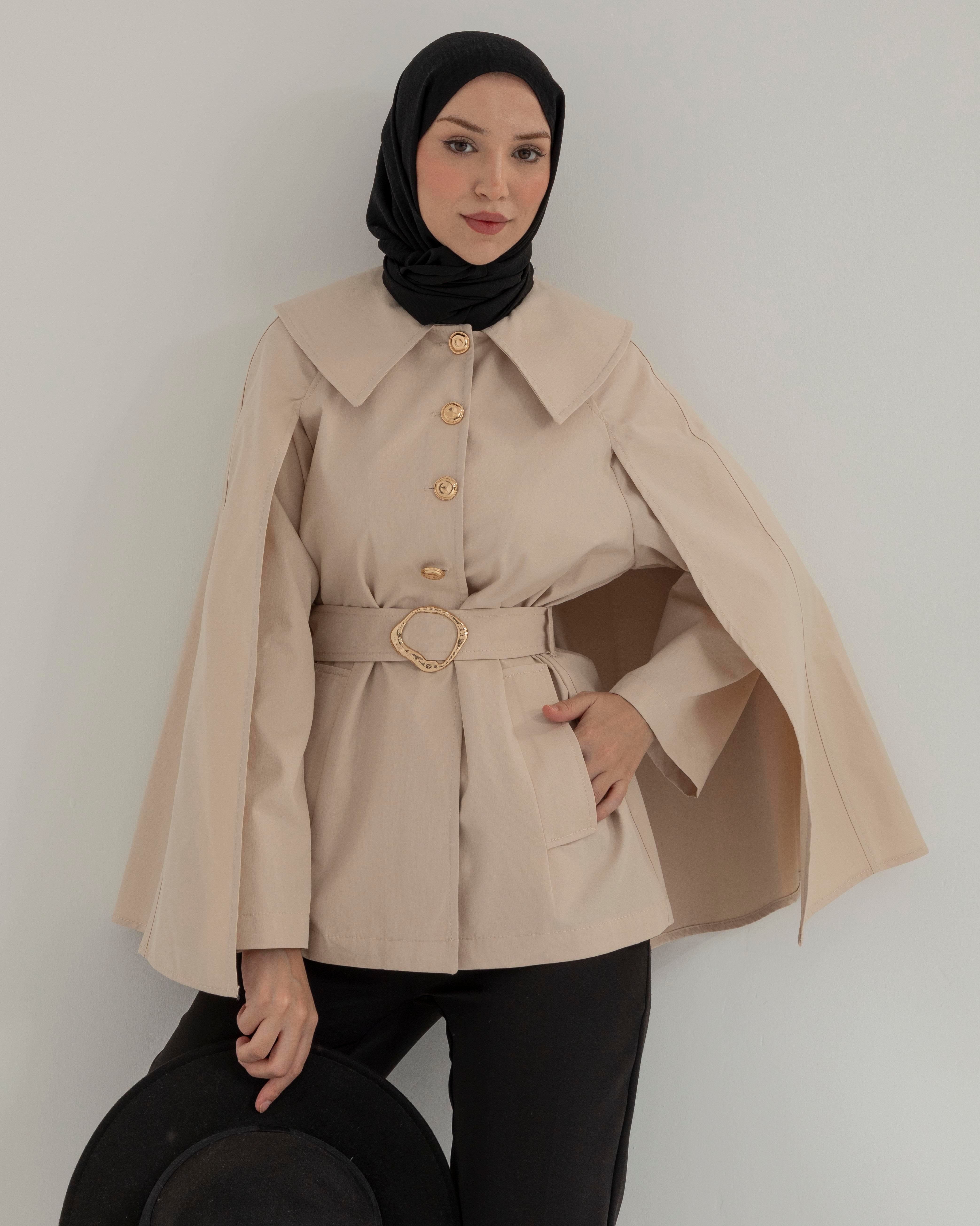 Kemeri Tokalı Krem Trençkot