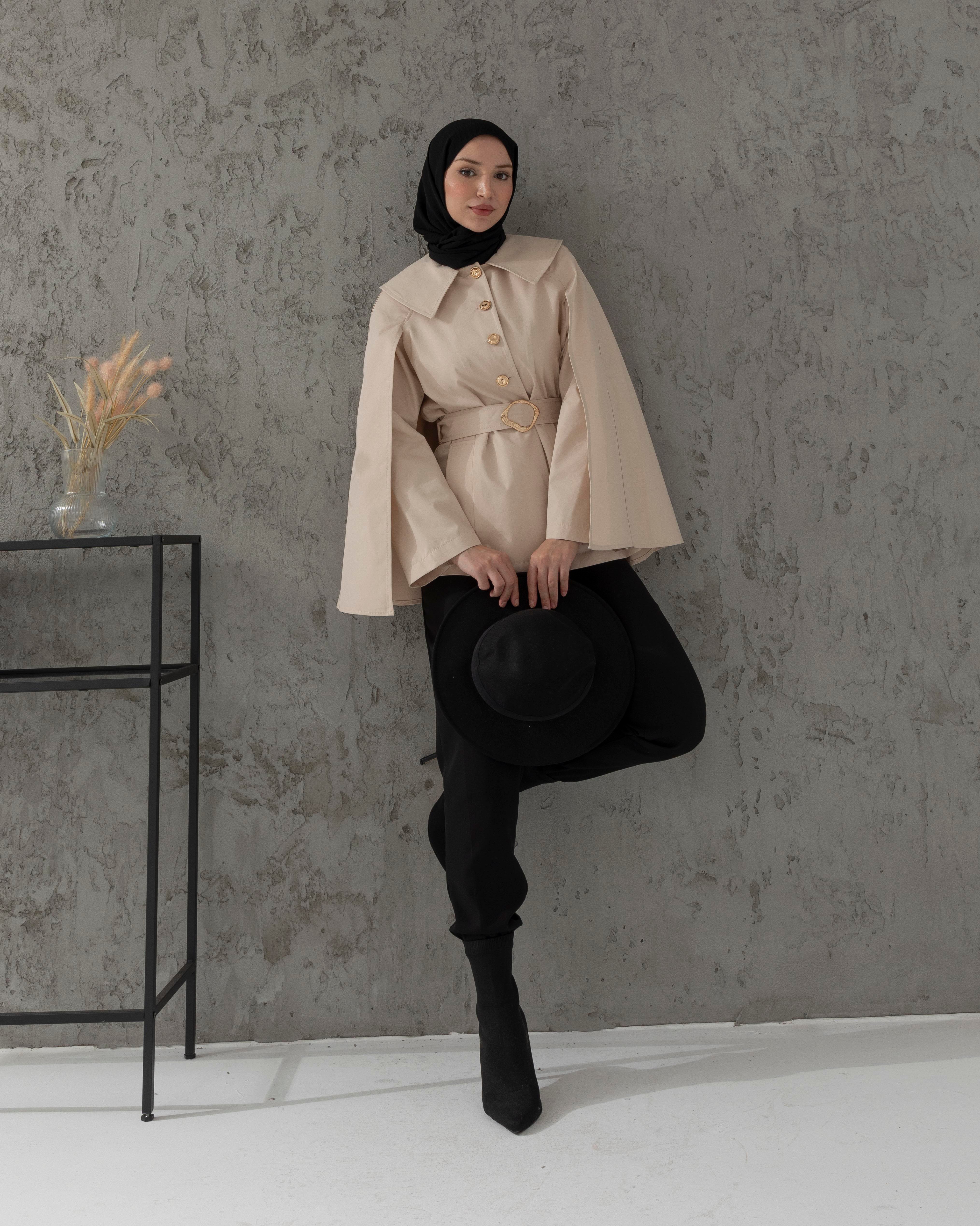 Kemeri Tokalı Krem Trençkot