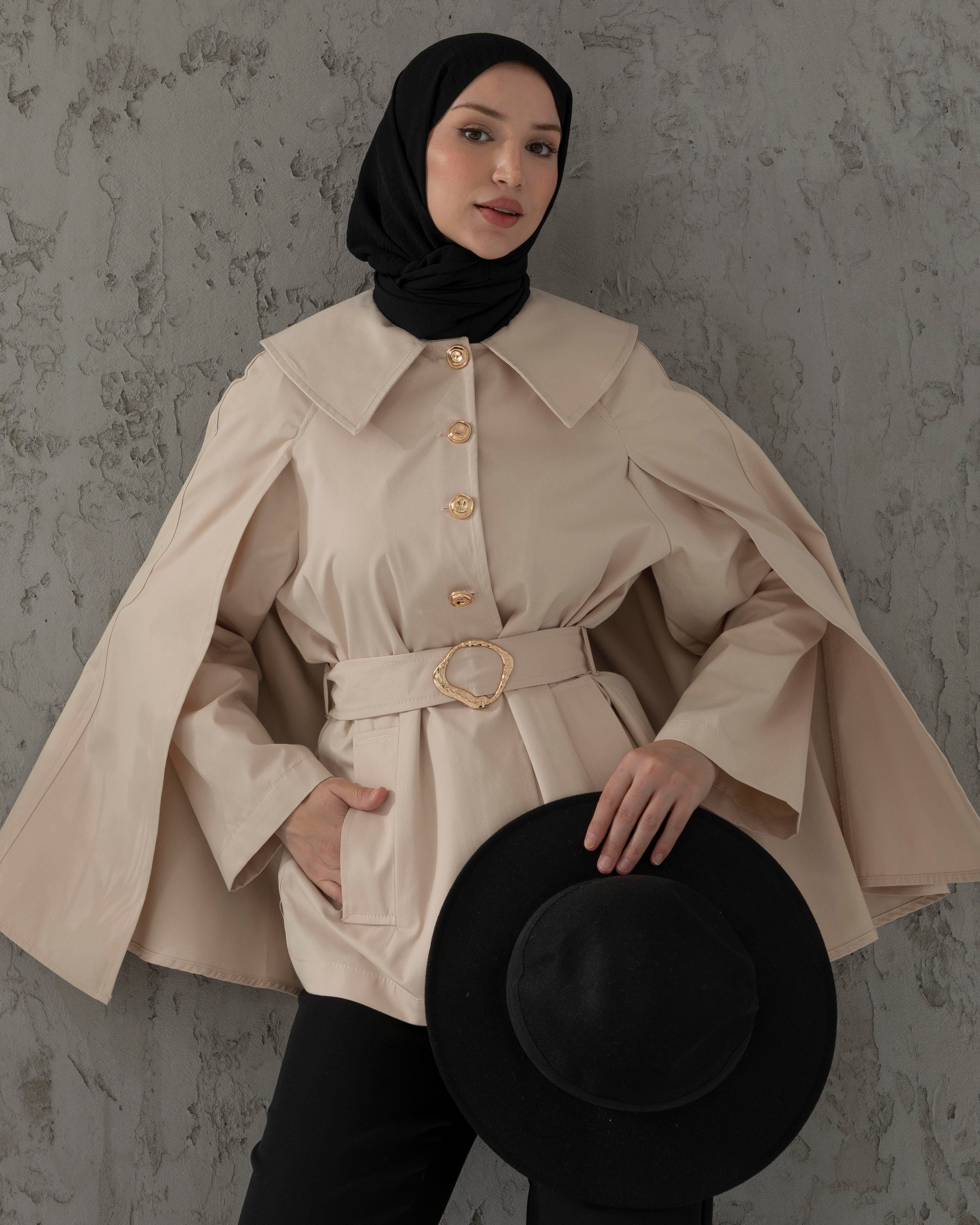 Kemeri Tokalı Krem Trençkot