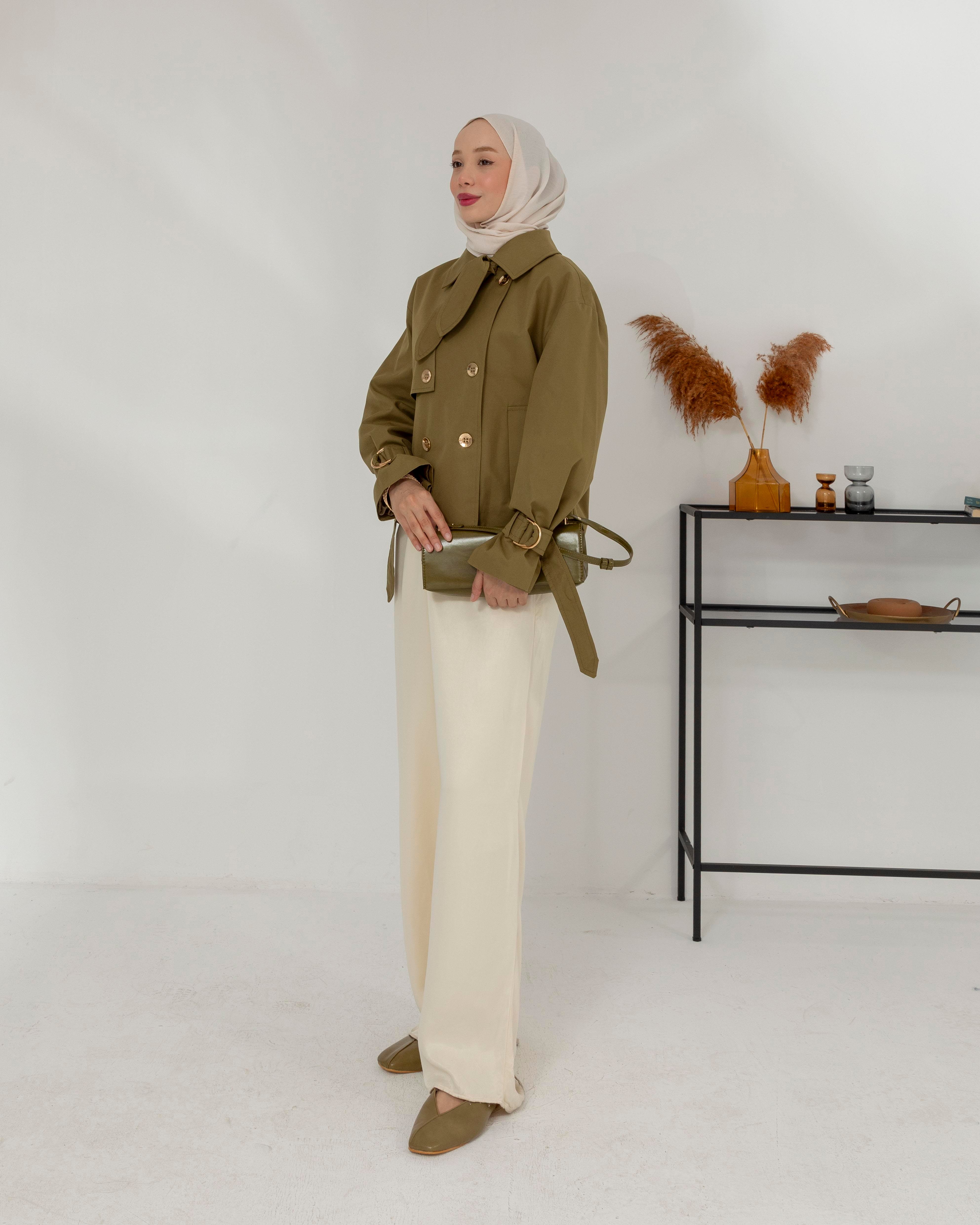 Kruvaze Haki Trençkot