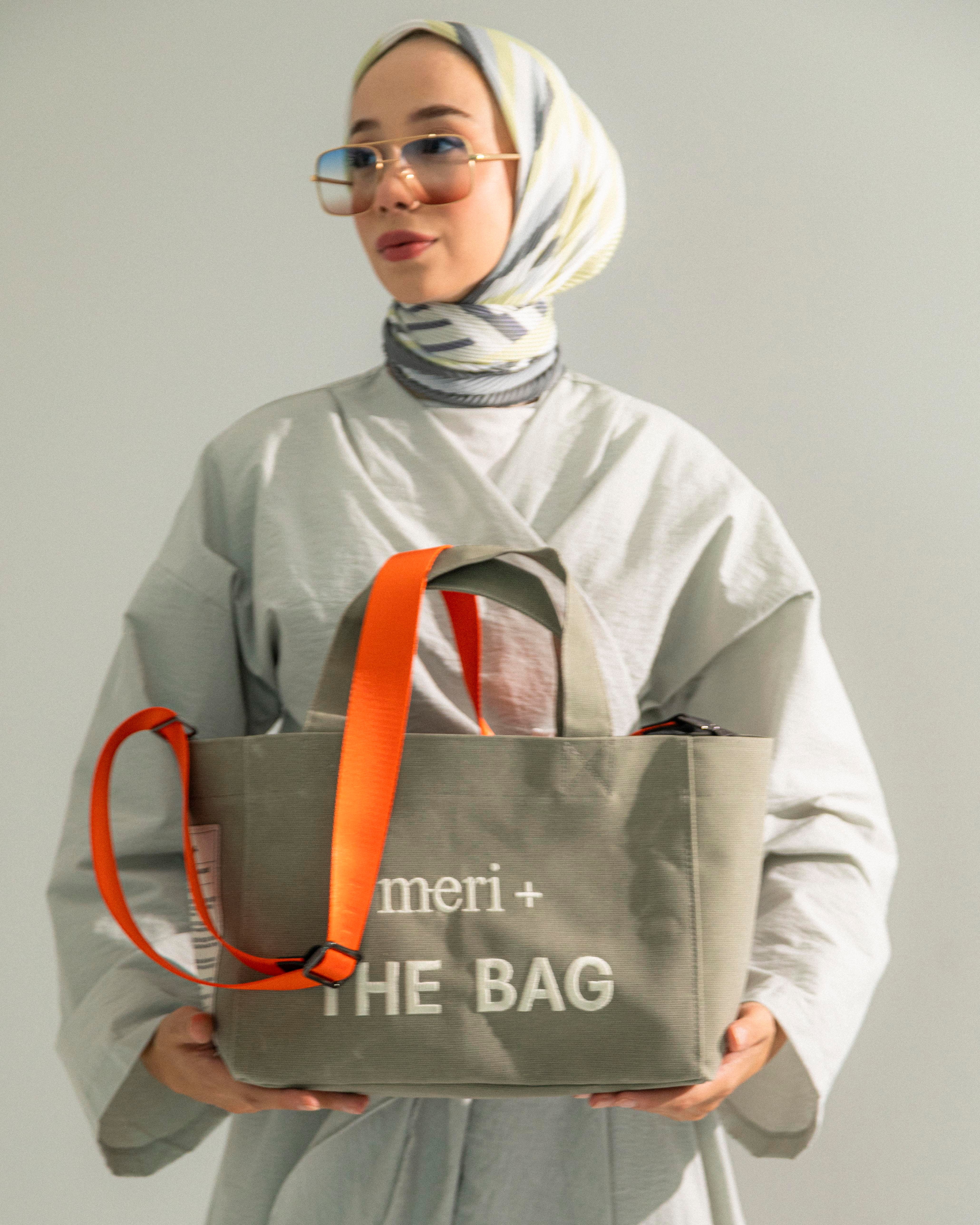 Küçük Boy Çağla Kanvas Çanta-Turuncu Kayış