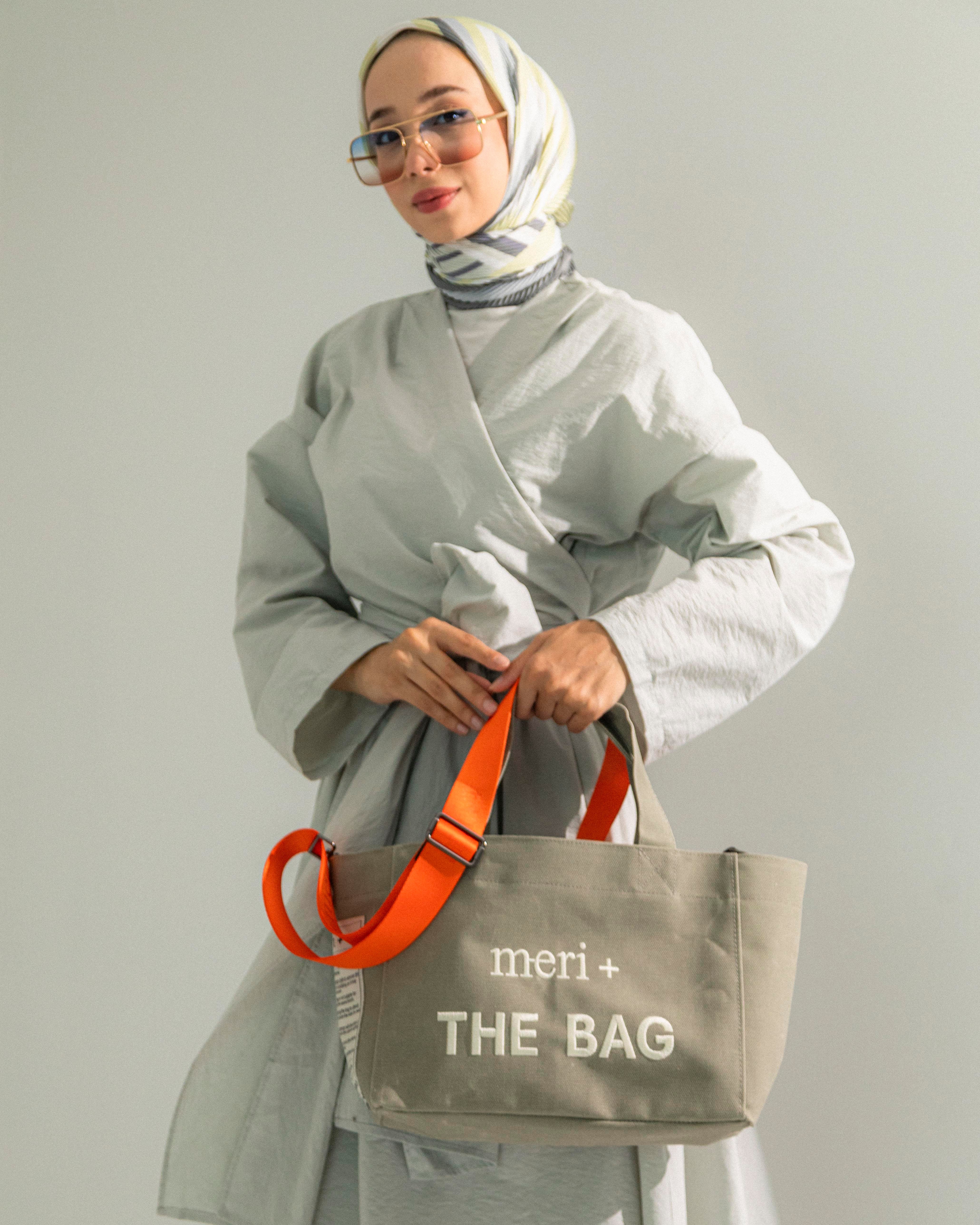 Küçük Boy Çağla Kanvas Çanta-Turuncu Kayış