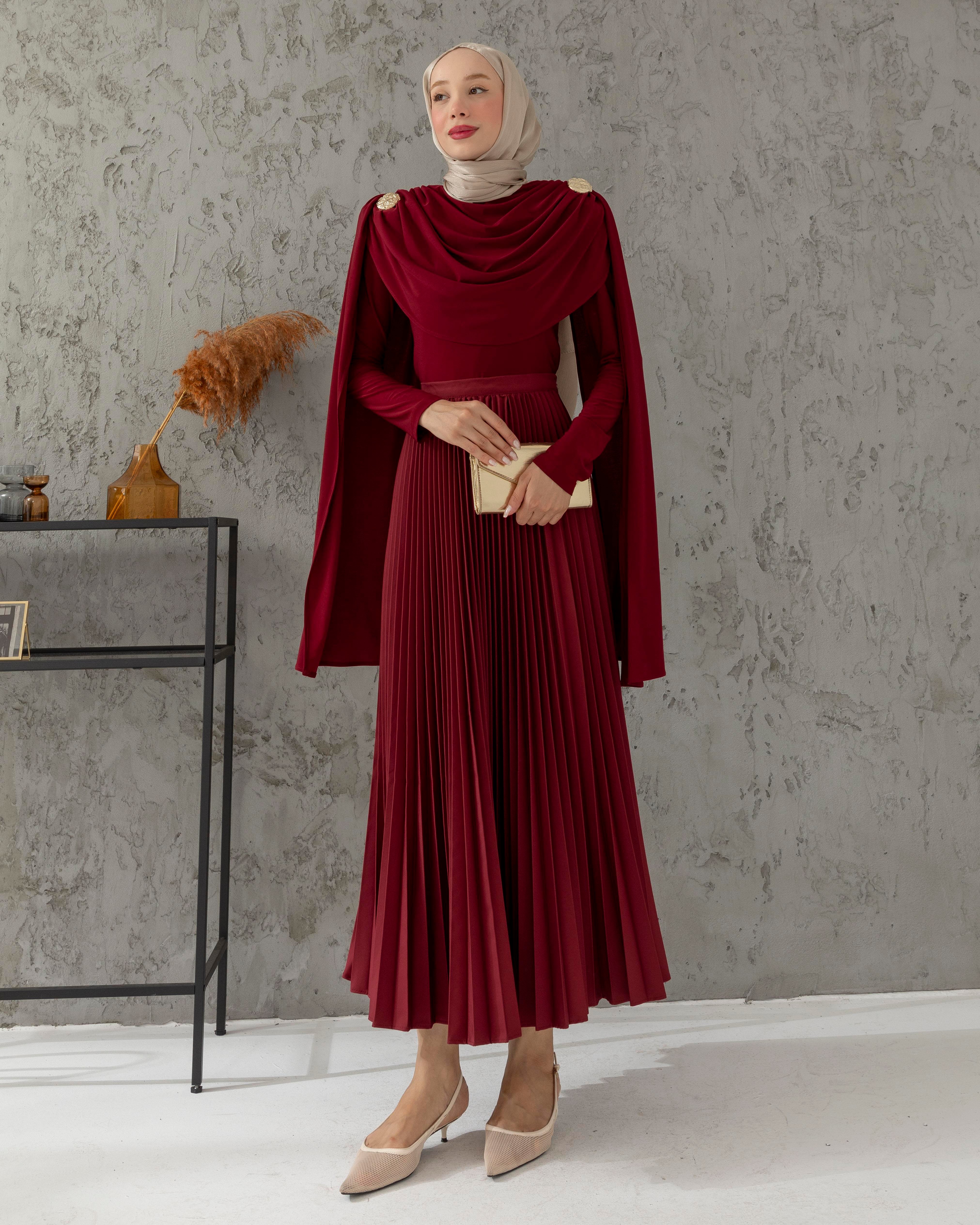 Omuz Büzgülü Bordo Penye Bluz