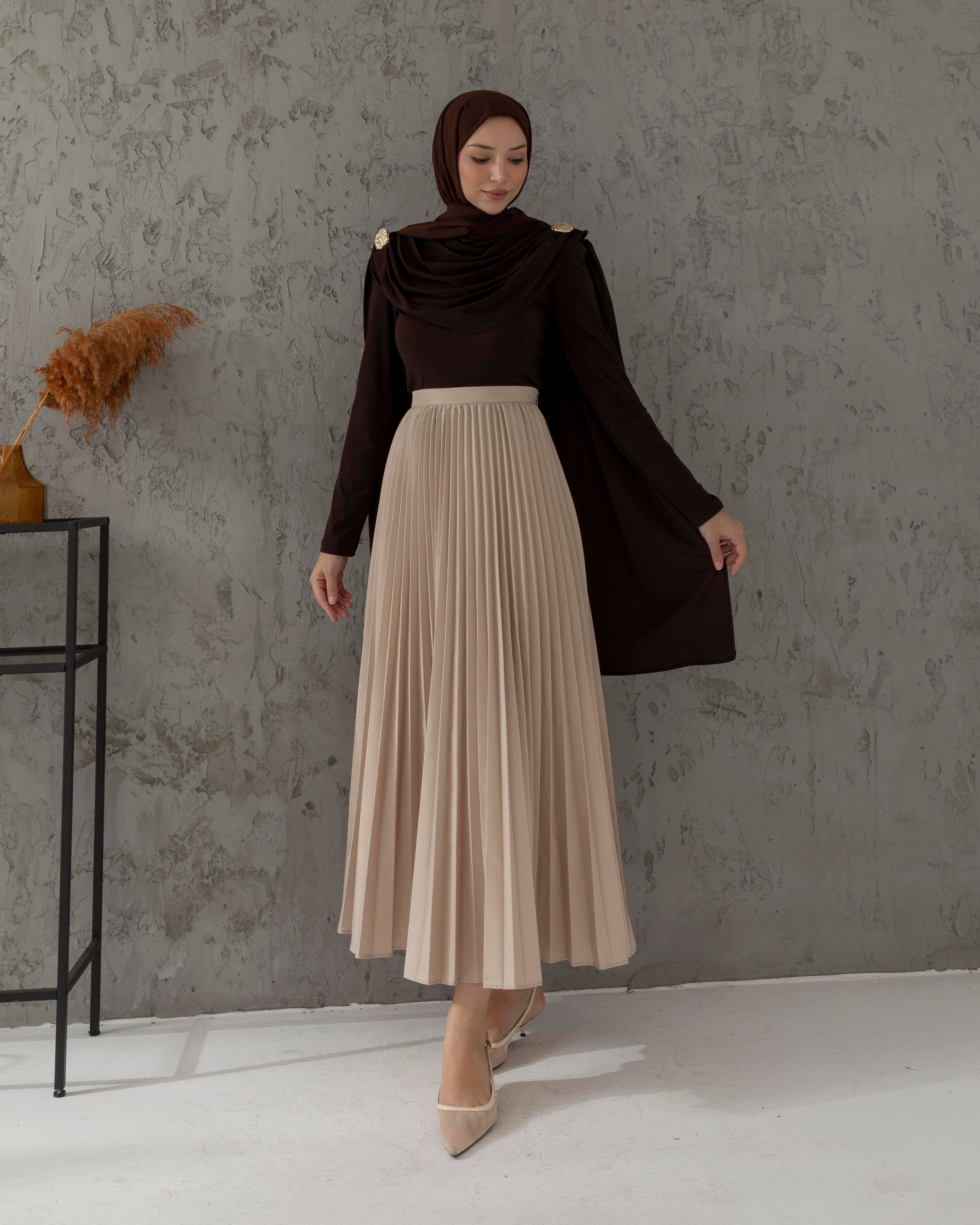 Omuz Büzgülü Kahve Penye Bluz