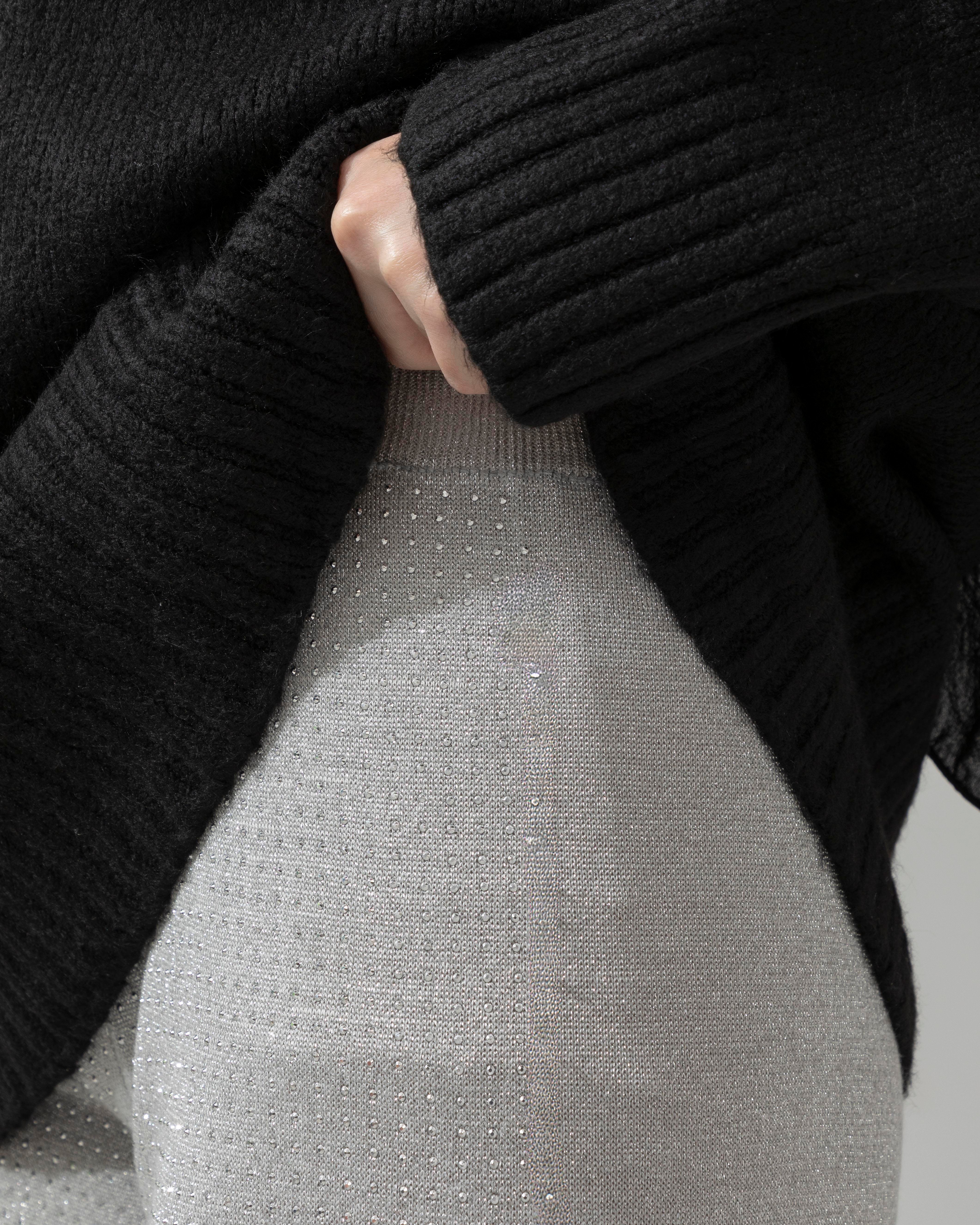 Taşlı Gri Triko Pantolon