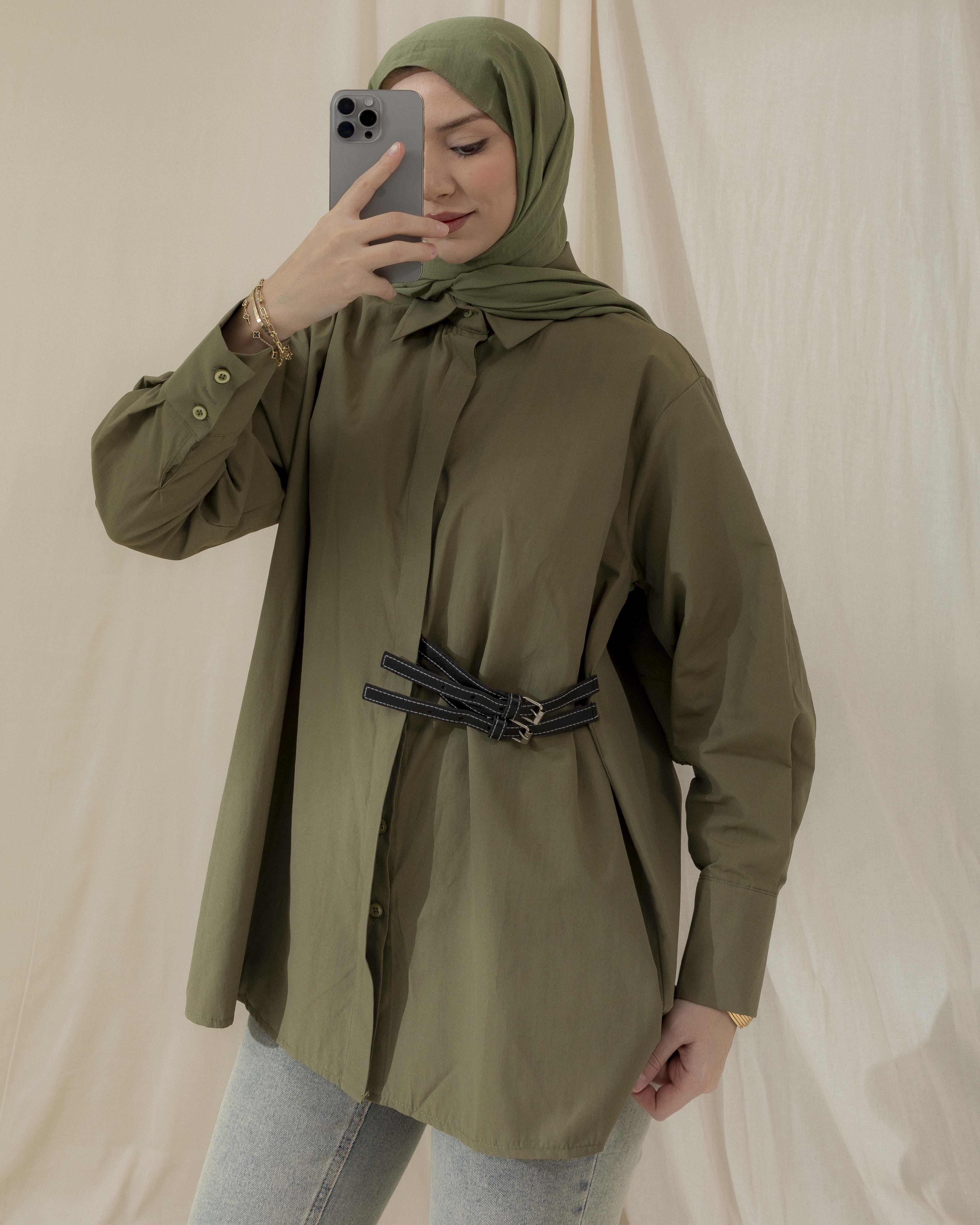 Toka Süslemeli Yeşil Gömlek