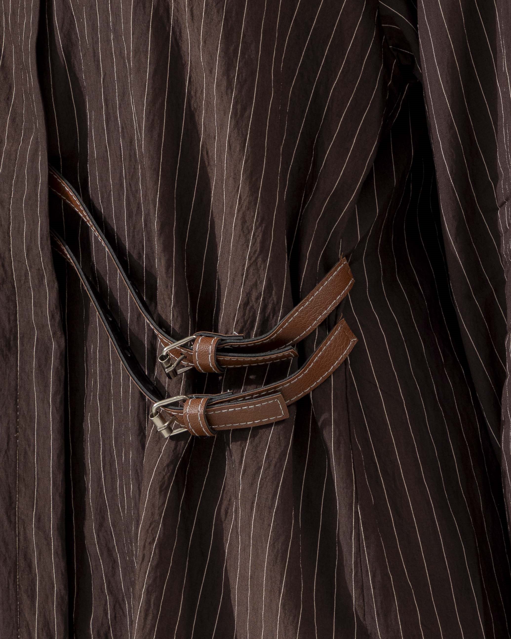 Tokalı Çizgili Kahve Gömlek