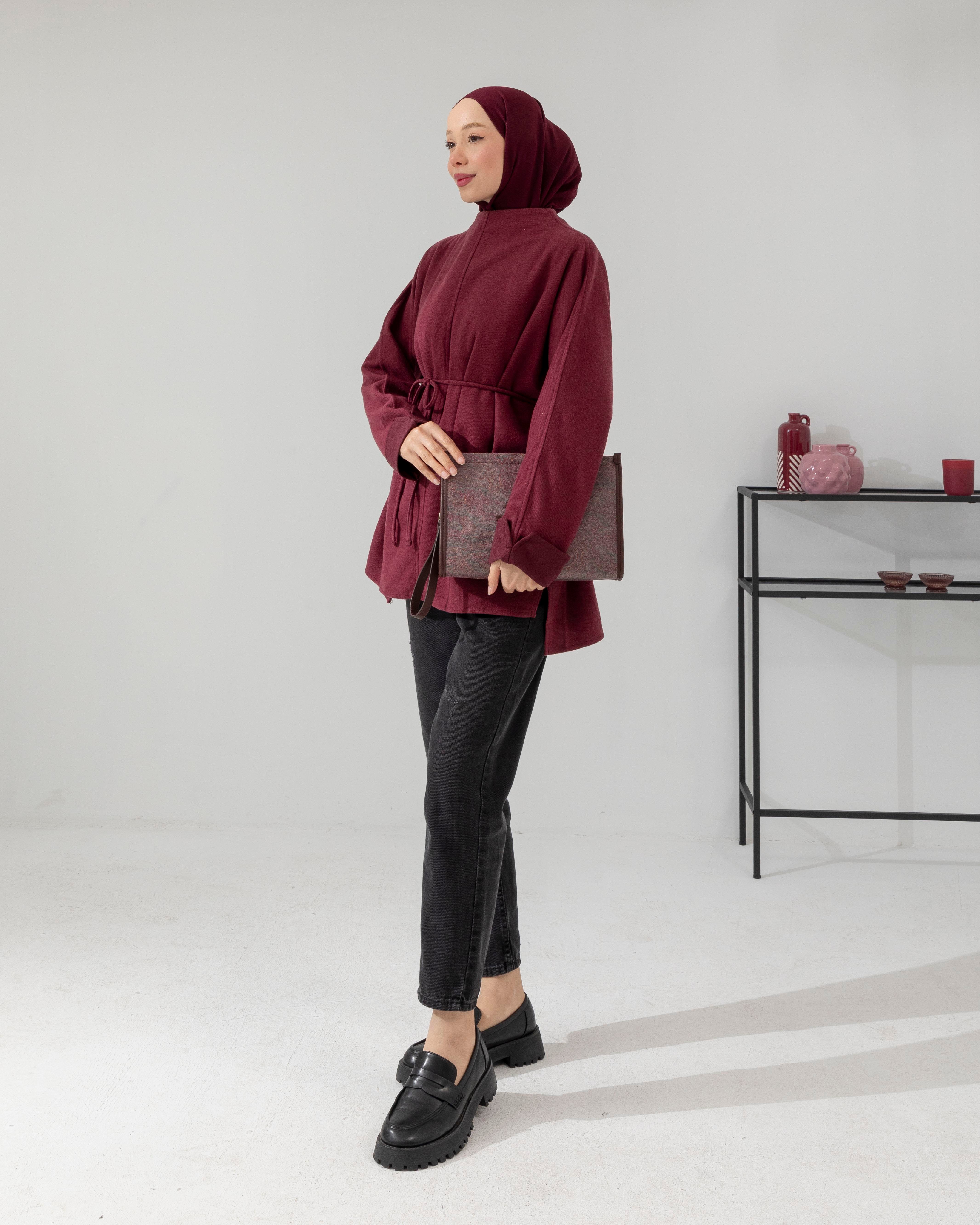 Yan Yırtmaçlı Bordo Tunik