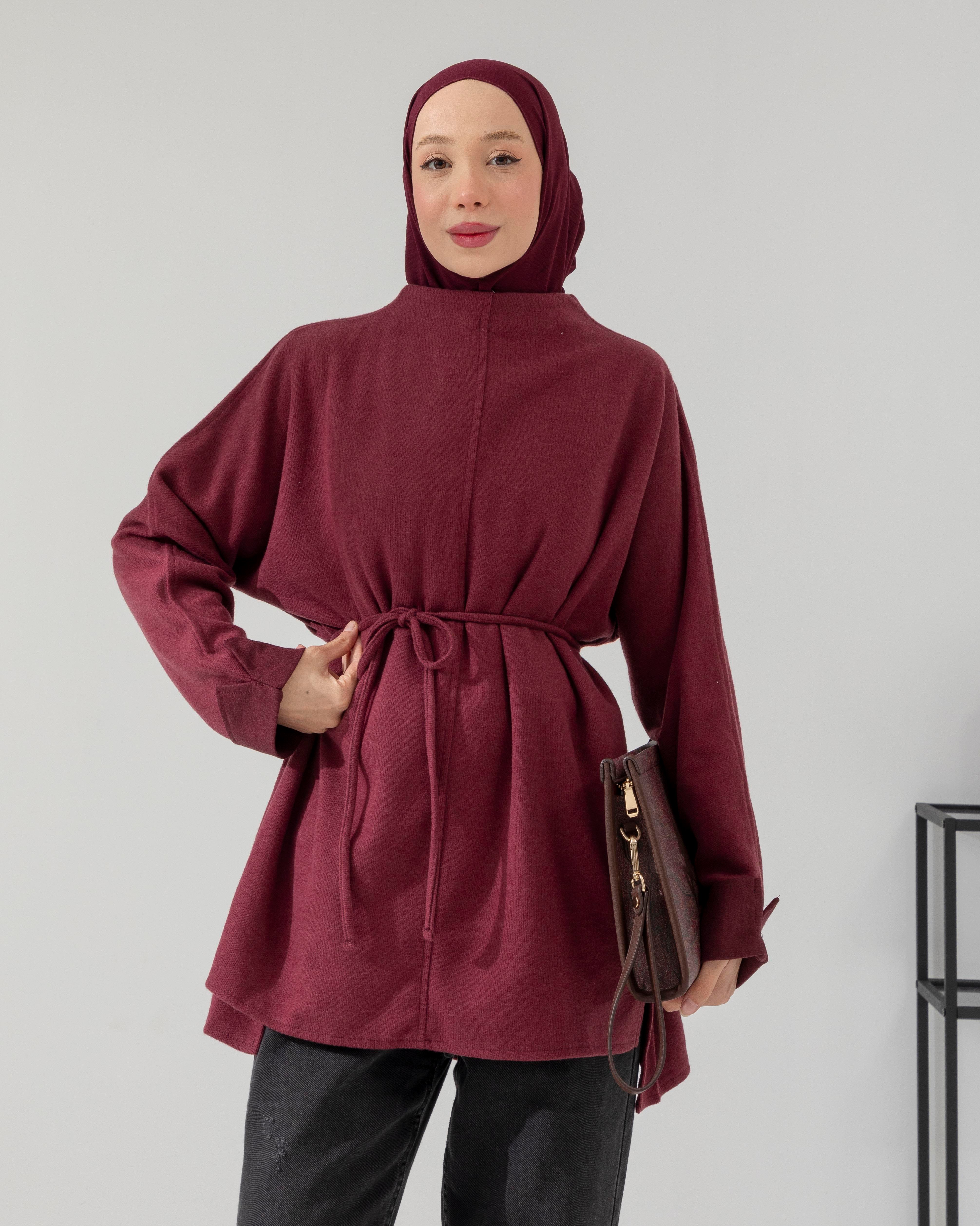 Yan Yırtmaçlı Bordo Tunik