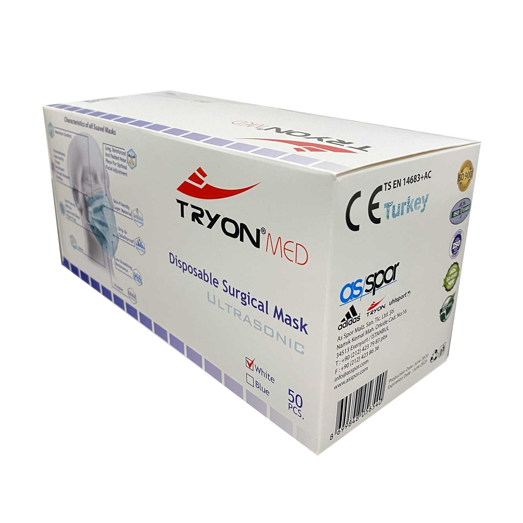 Tryon 3 Katlı Telli Medikal Maske 50'li Kutu MASKE