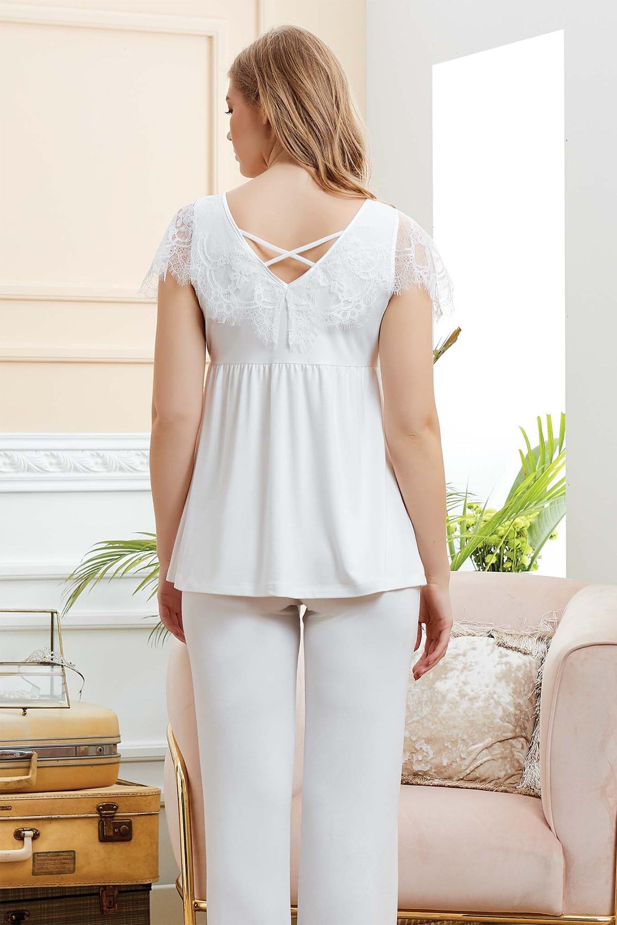 Aqua 20504 Omuzları Dantelli Lohusa Pijama Takımı