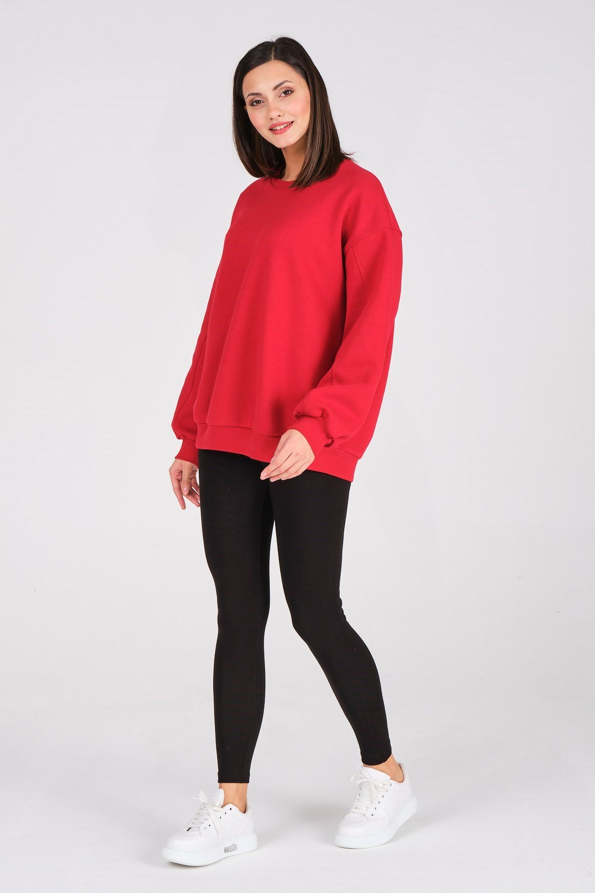 Busa Giyim Basic Oversize Termal Sweatshirt Kırmızı