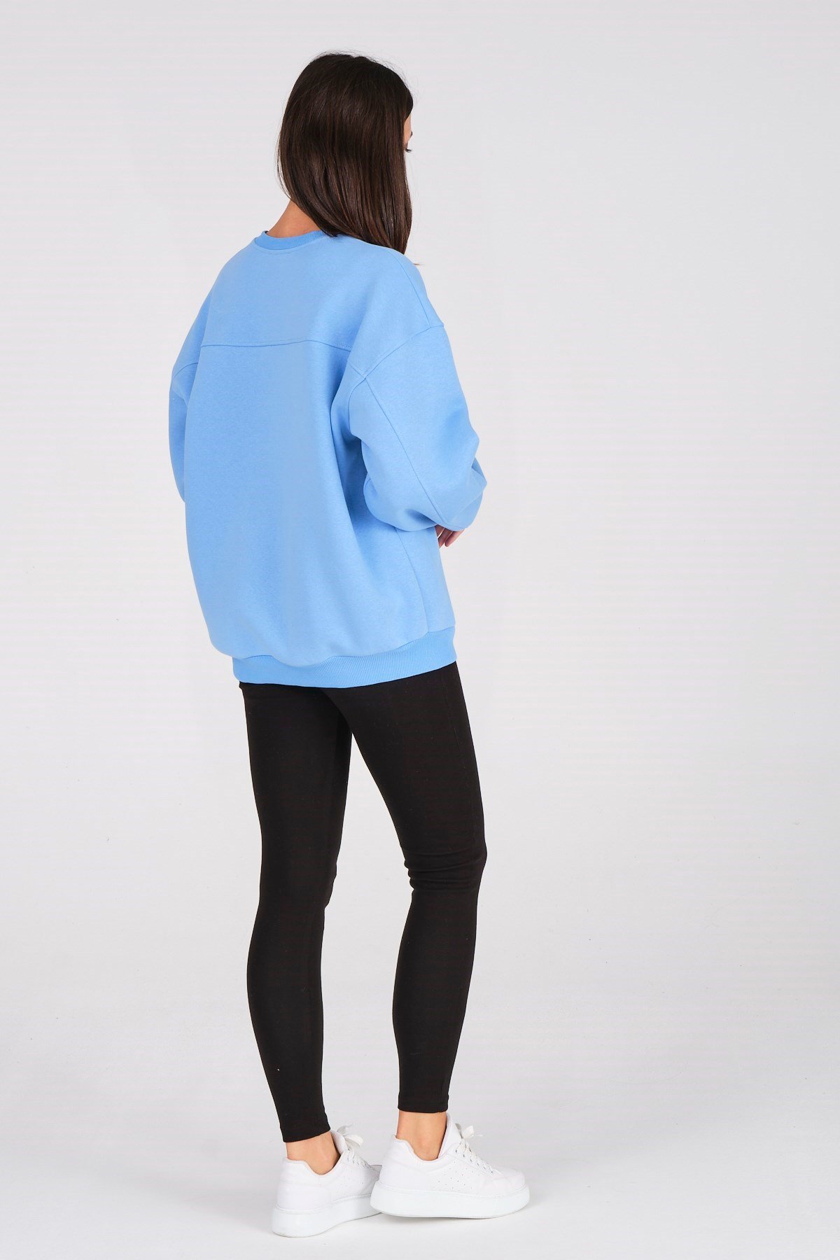Busa Giyim Basic Oversize Termal Sweatshirt Açık Mavi