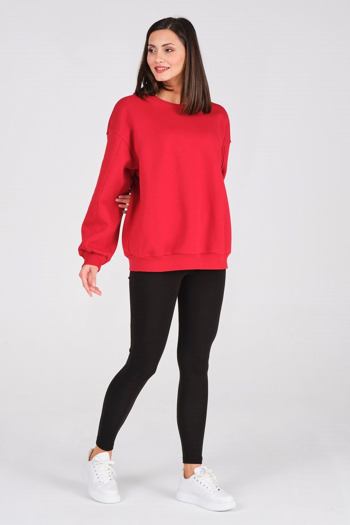 Busa Giyim Basic Oversize Termal Sweatshirt Kırmızı