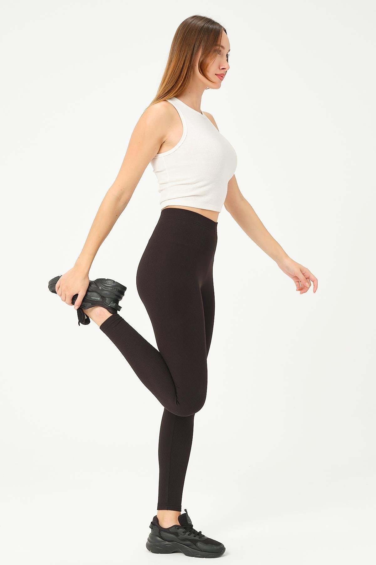 Busa Giyim Toparlayıcı Termal Fitilli Spor Tayt Tam Boy Yüksek Bel Siyah