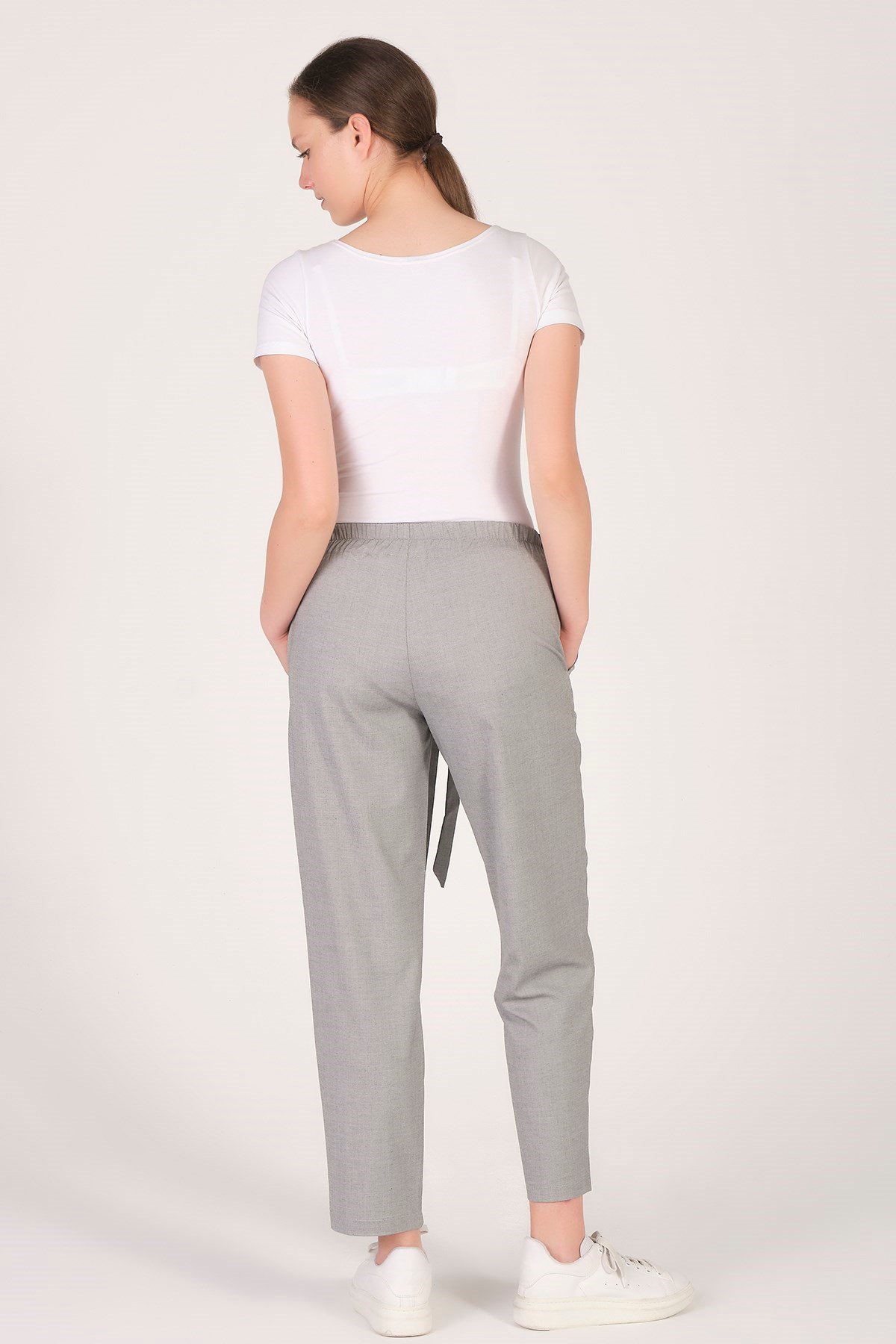 Busa Hamile Beli Lastikli Havuç Kesim Pantolon Gri