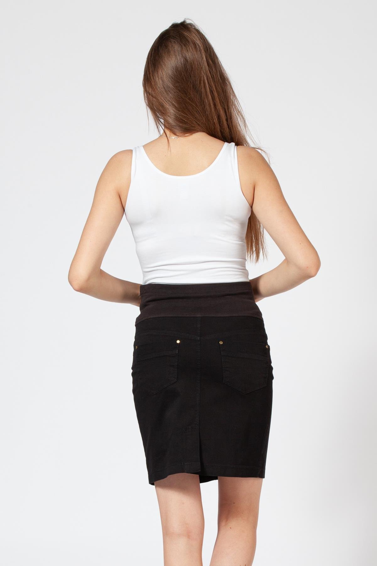 Busa Hamile Cepli Yüksek Ribanalı Mini Etek Siyah