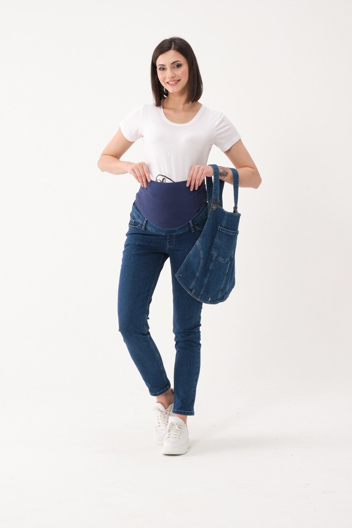 Busa Hamile Çift Kullanımlı Salopet Pantolon Lacivert