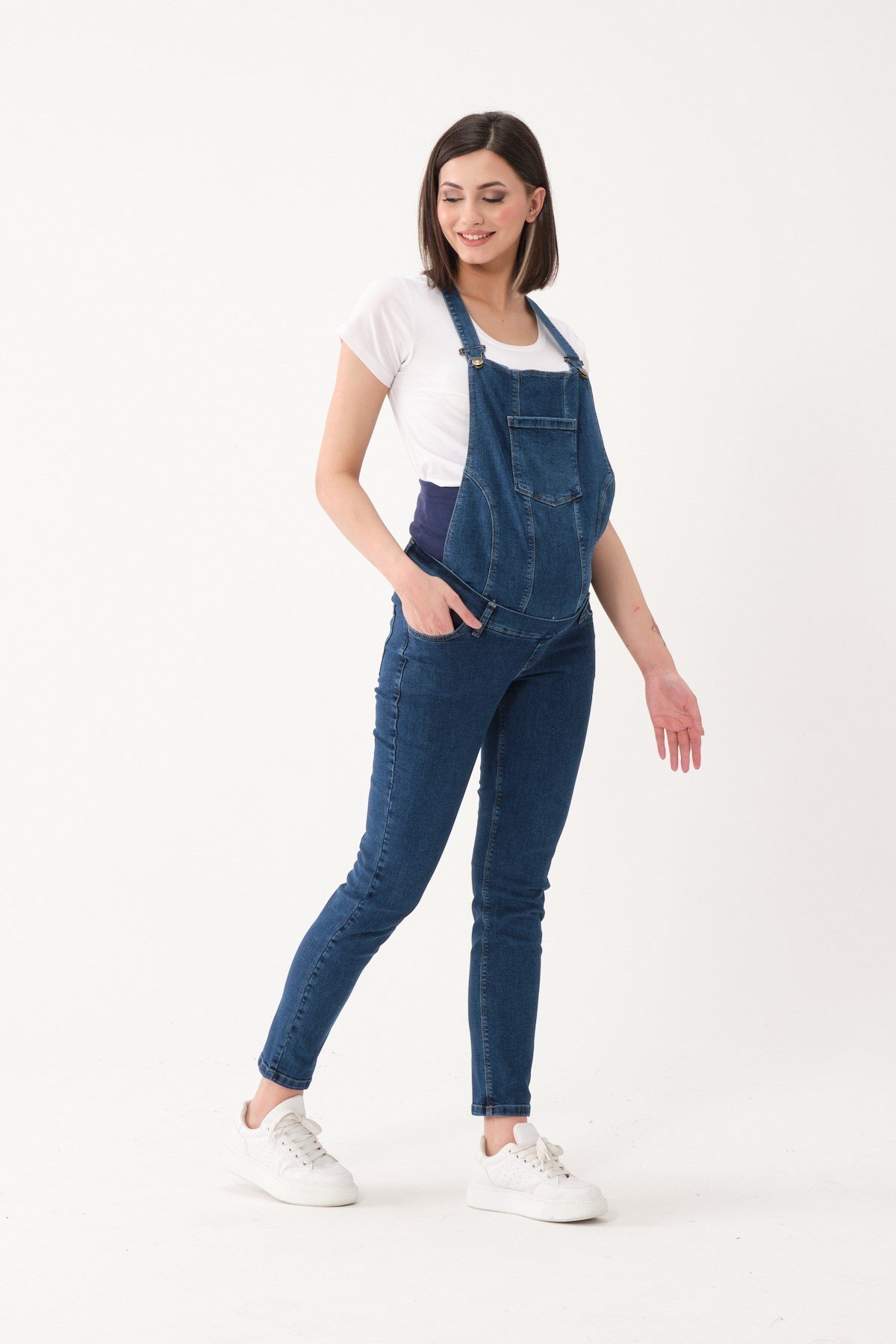 Busa Hamile Çift Kullanımlı Salopet Pantolon Lacivert