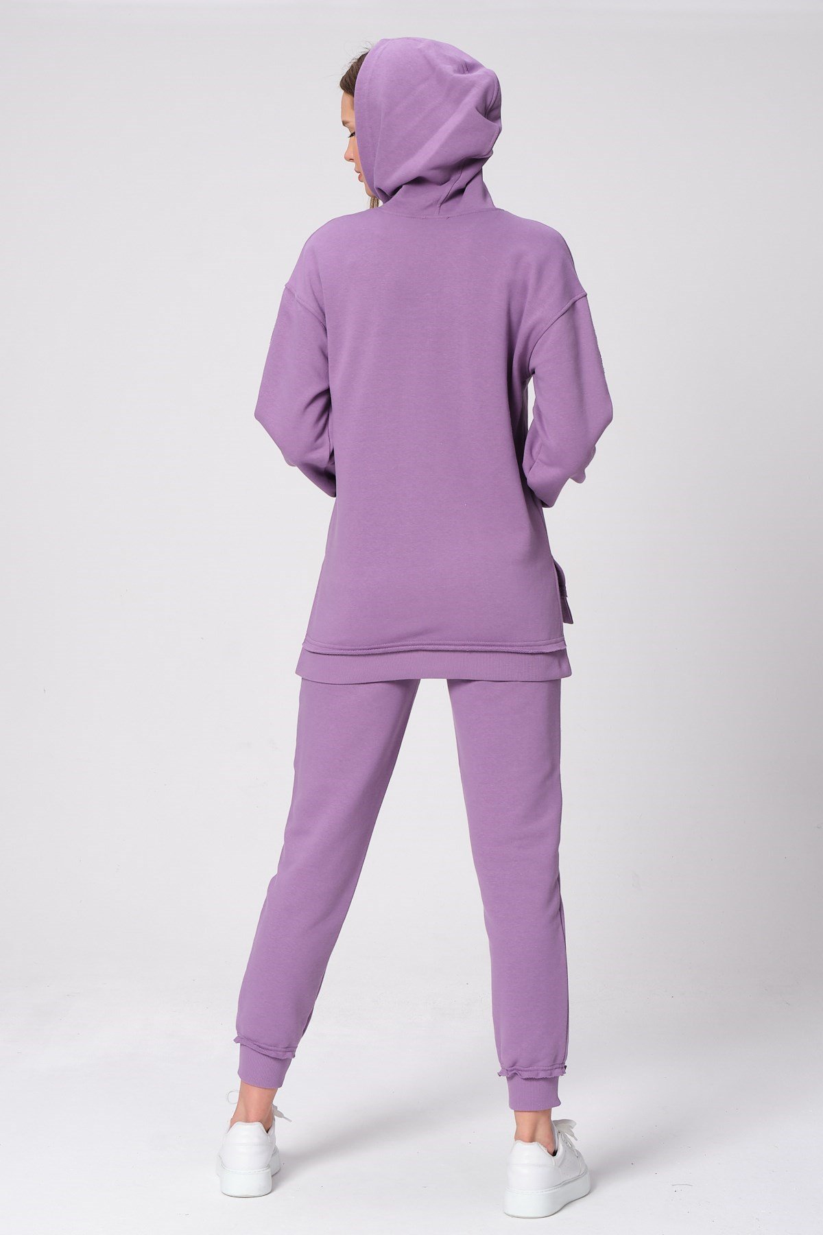 Busa Hamile Emzirme Detaylı Baskılı Eşofman Takımı Mor