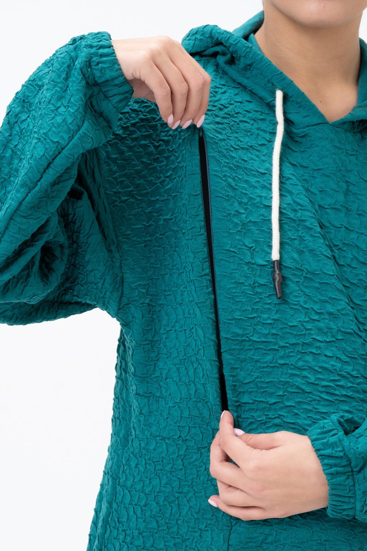 Busa Hamile Emzirme Detaylı Kapüşonlu Sweatshirt Yeşil