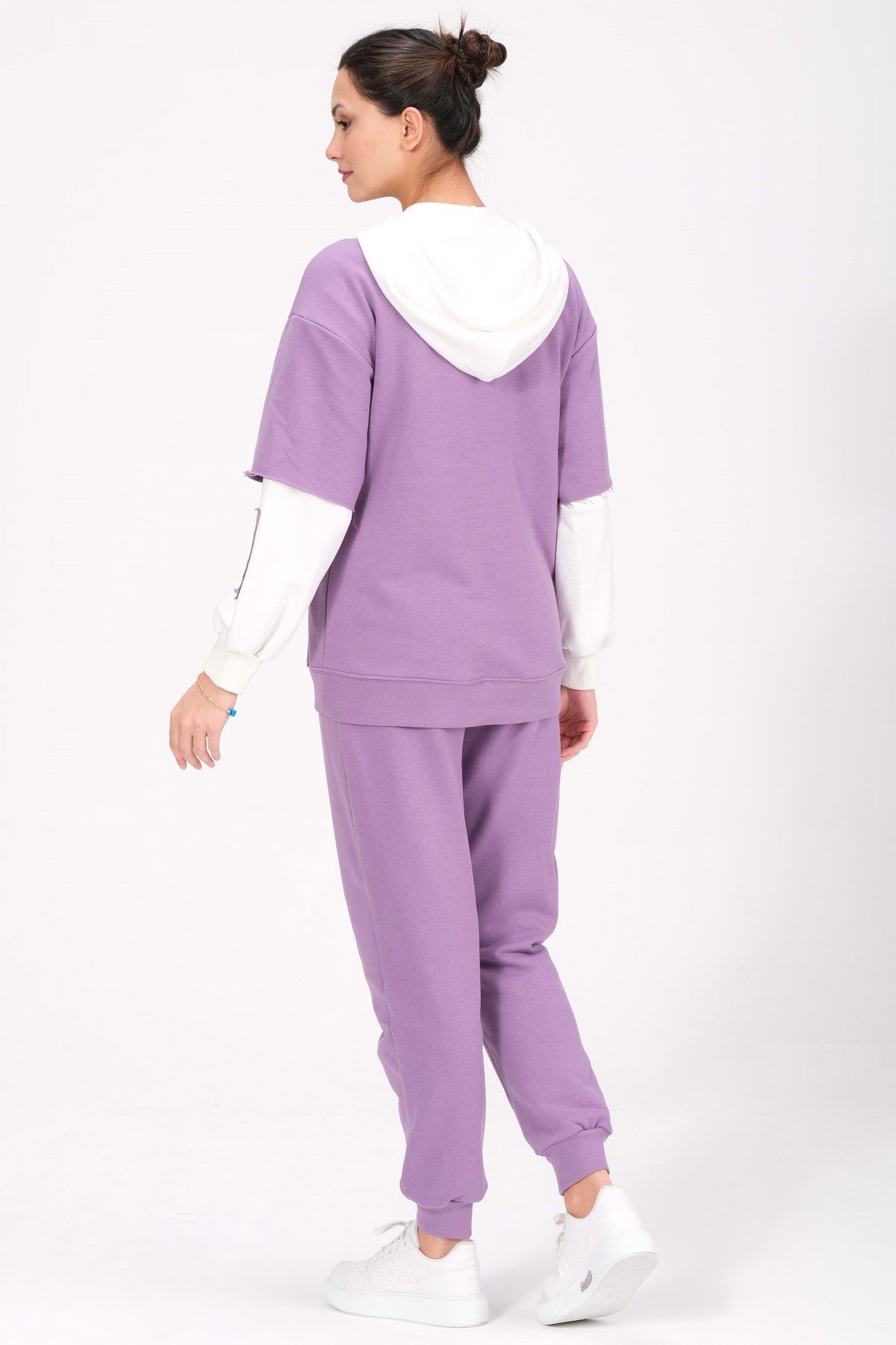 Busa Hamile Emzrime Detaylı Karın Bantlı Eşofman Takımı Mor