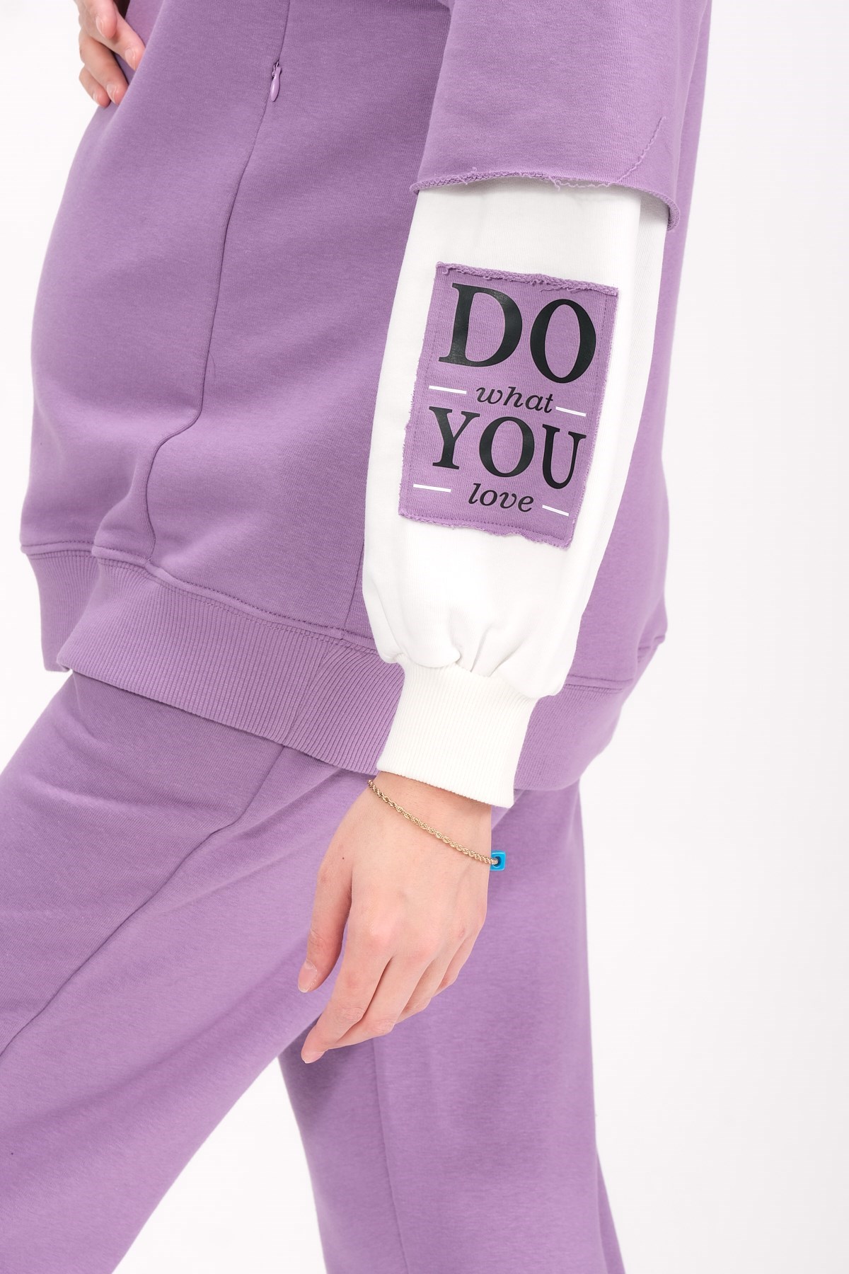 Busa Hamile Emzrime Detaylı Karın Bantlı Eşofman Takımı Mor