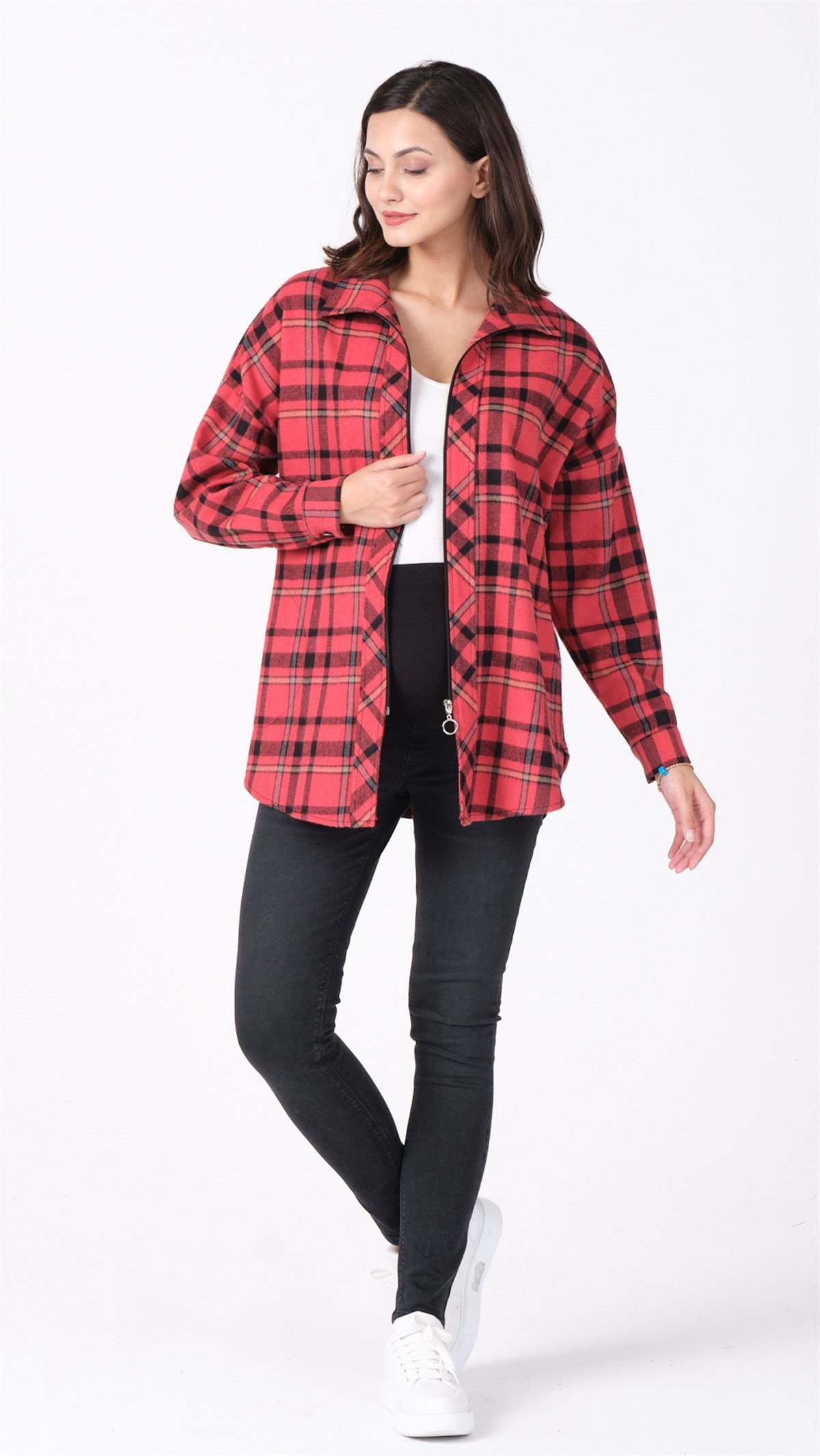 Busa Hamile Oduncu Ekose Gömlek Kırmızı