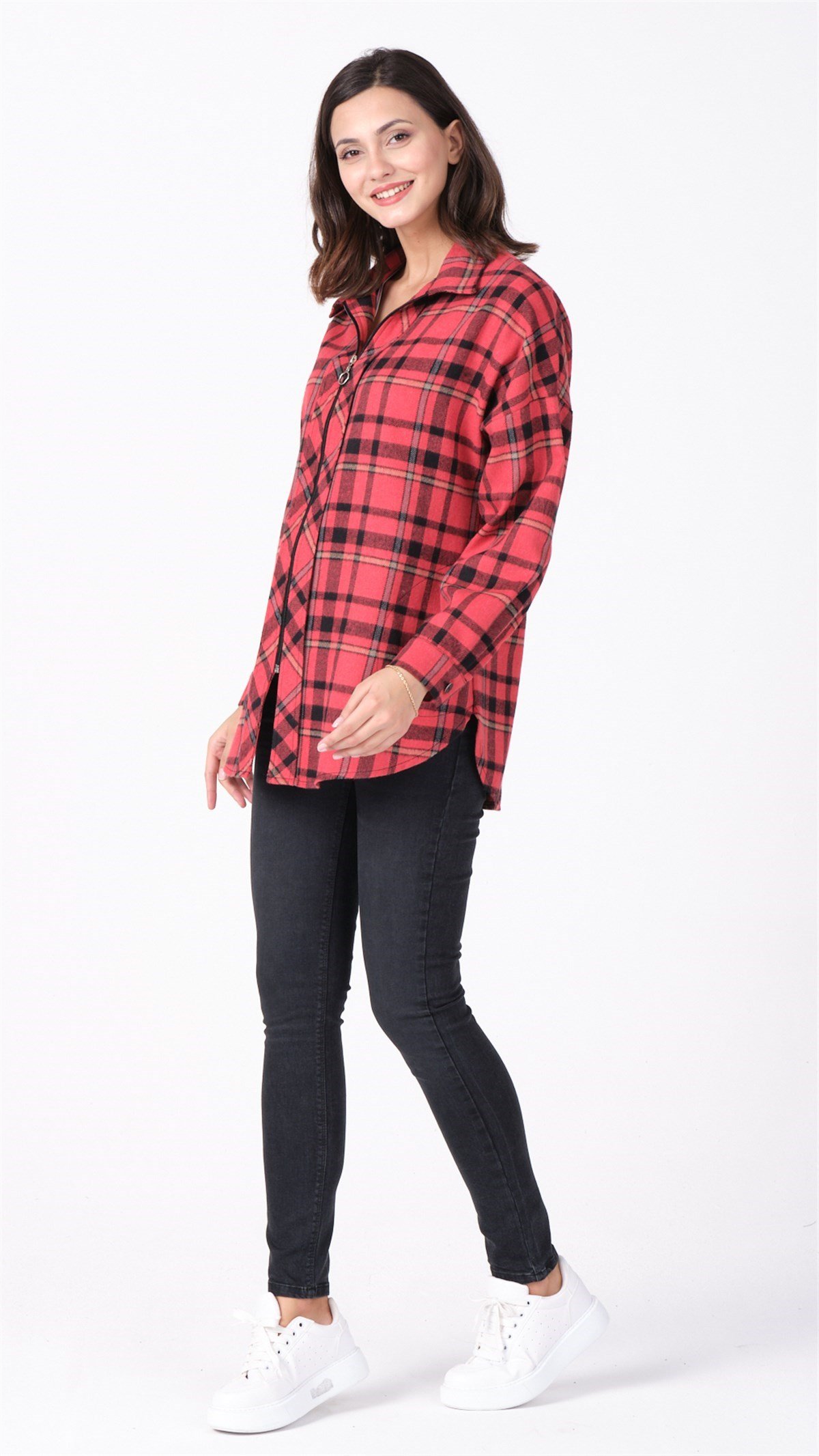 Busa Hamile Oduncu Ekose Gömlek Kırmızı