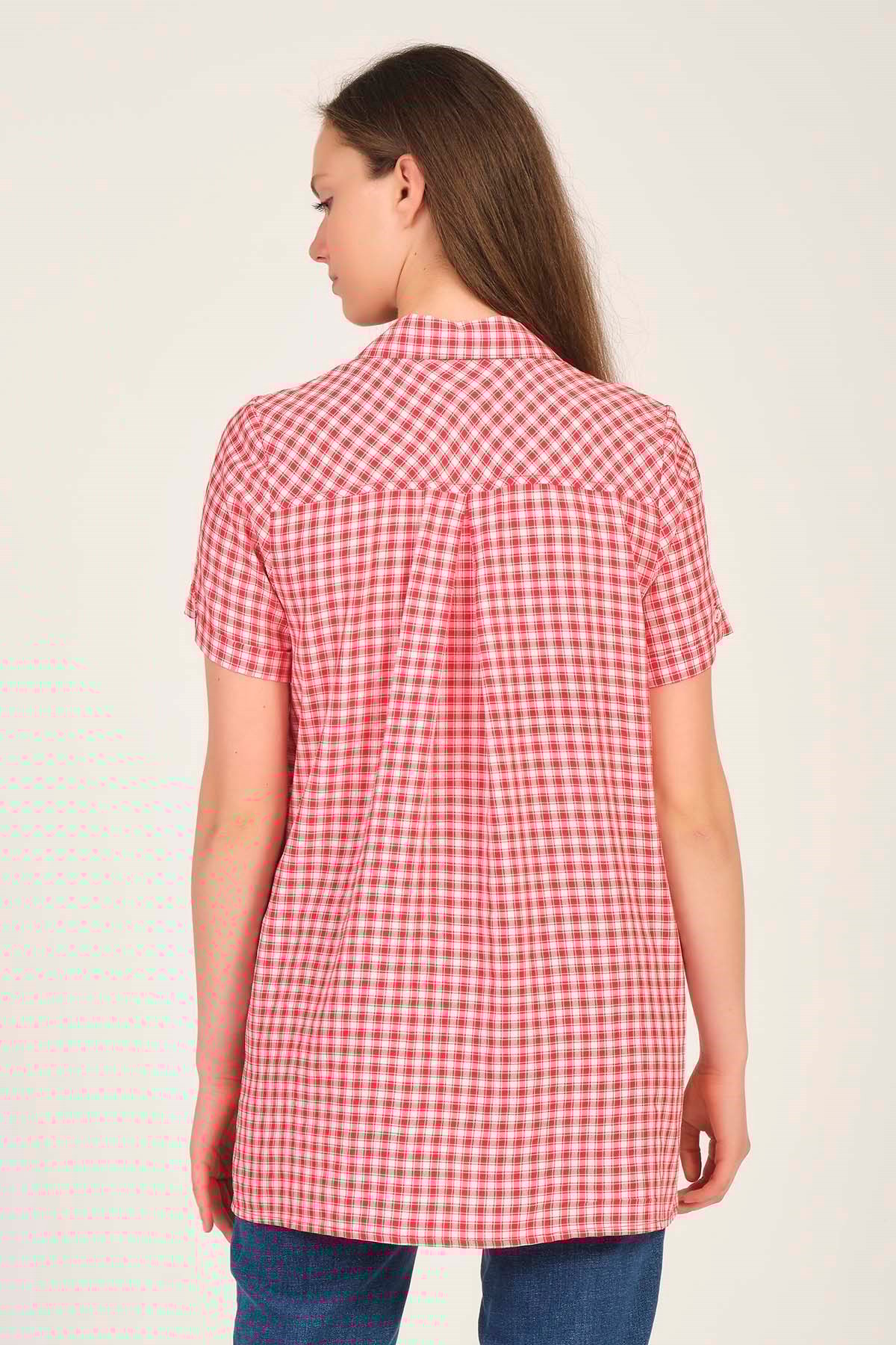 Busa Hamile Pötikare Kısa Kollu Gömlek Kırmızı