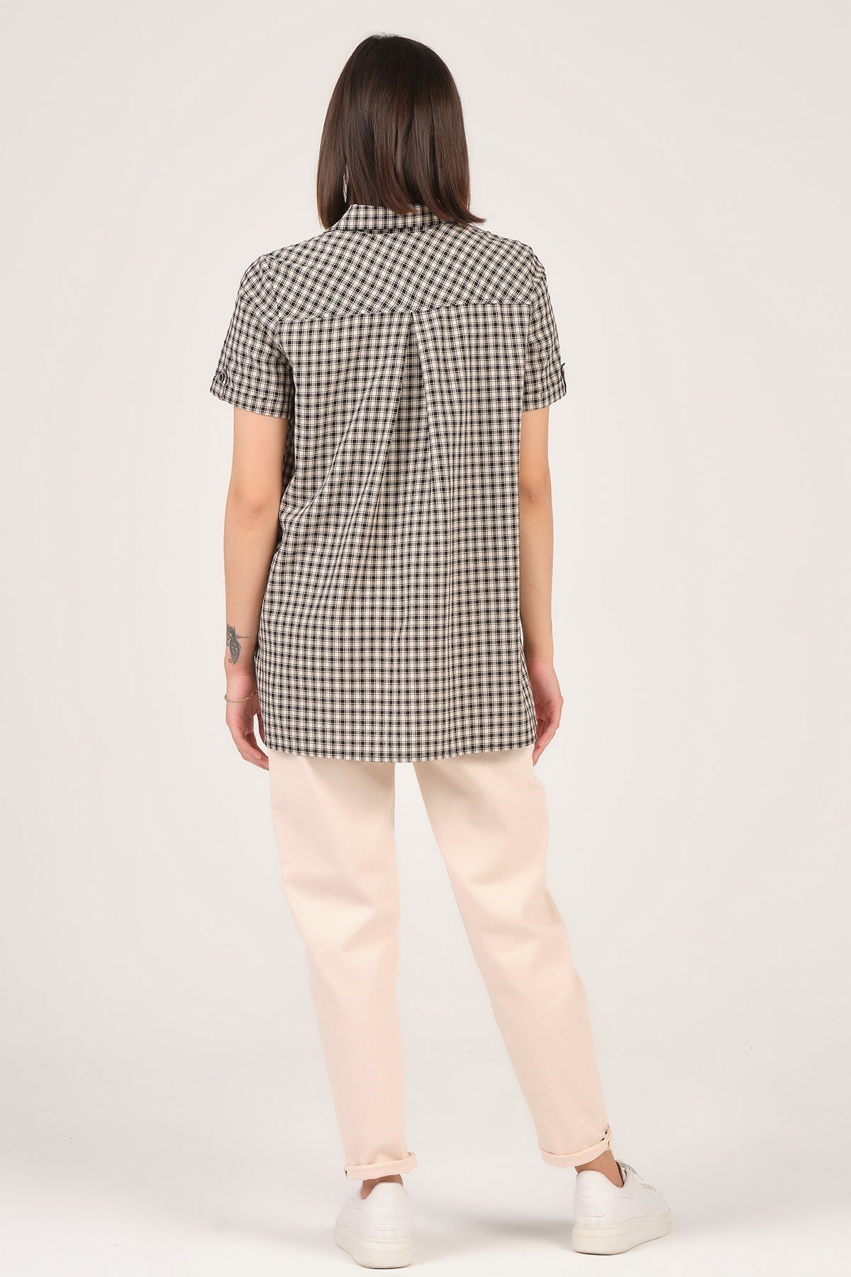 Busa Hamile Pötikare Kısa Kollu Gömlek Siyah