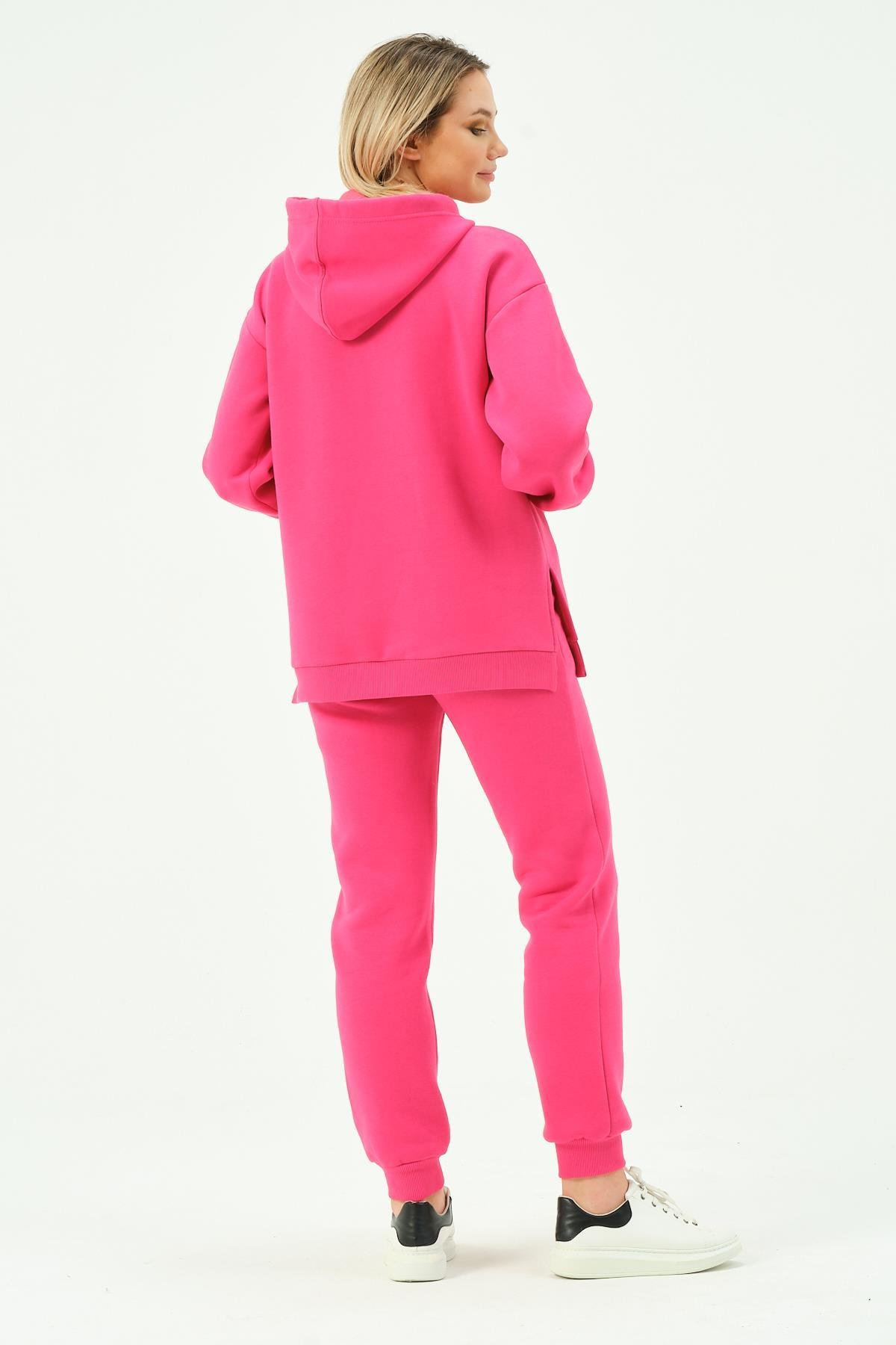 Busa Hamile Termal Emzirme Detaylı Kapüşonlu Eşofman Takımı Pembe