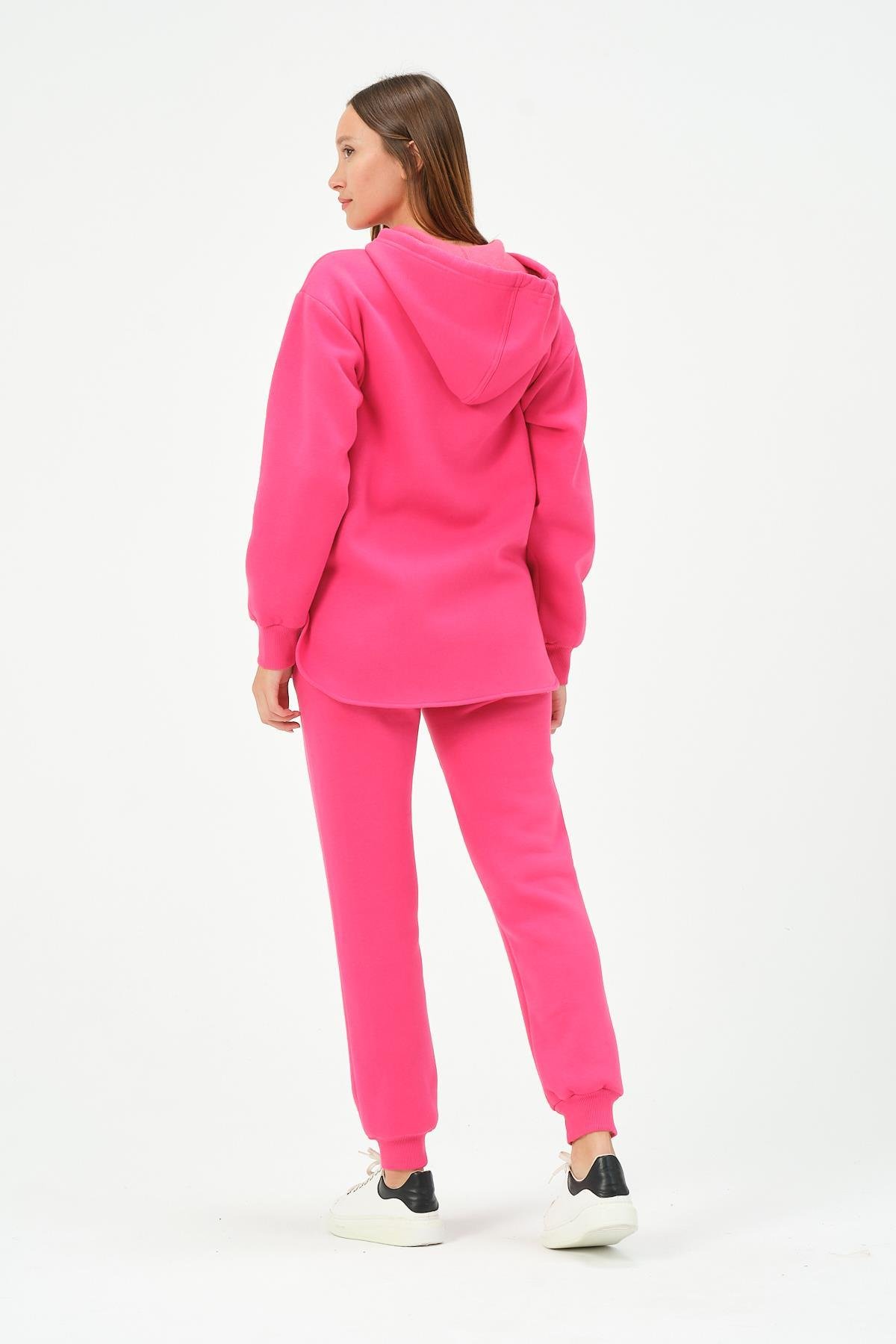 Busa Hamile Termal Fermuarlı Kapüşonlu Eşofman Takım Pembe