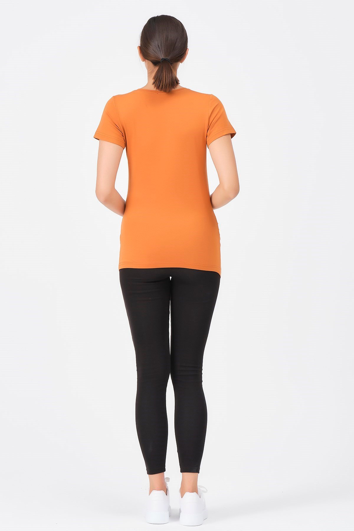 Busa Hamile U Yaka Love Baskılı Tişört Kiremit