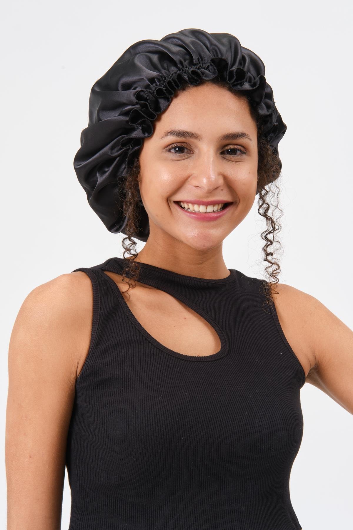 Busa Saten Uyku Bonesi Siyah