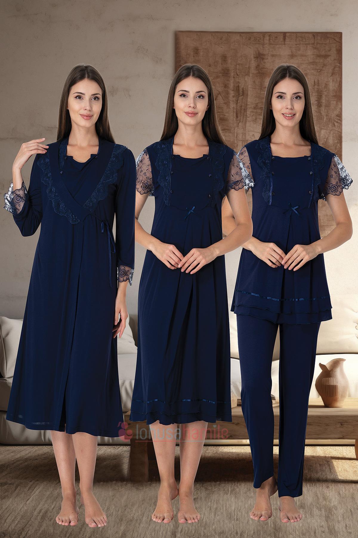 Effortt 2050 Lacivert Lohusa Hamile 4'lü Set