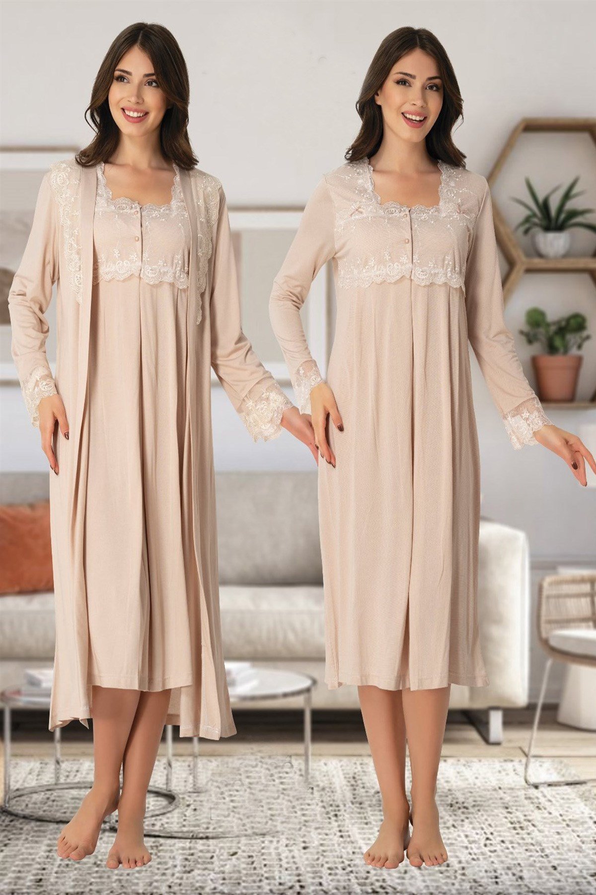 Effortt 2402SK Sabahlıklı Lohusa Gecelik Takımı