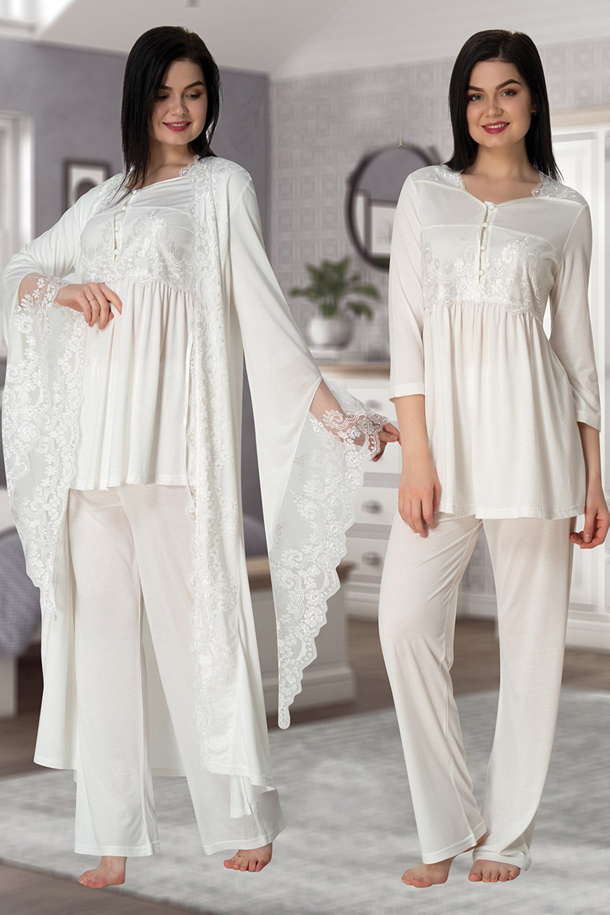 Effortt 3015 Prenses Sabahlıklı Lohusa Pijama Takımı