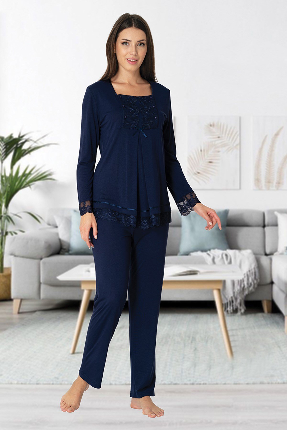 Effortt 3045 Lacivert Lohusa Pijama