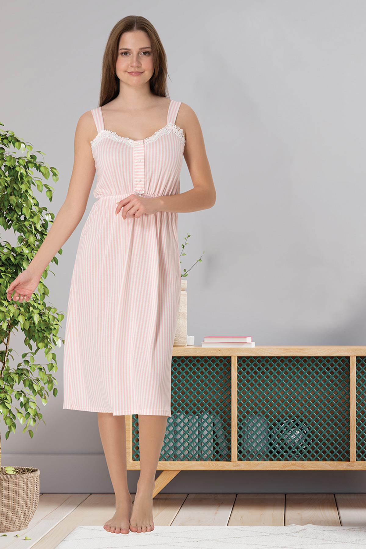 Effortt 4093 Pudra Pembe Askılı Hamile Lohusa Gecelik