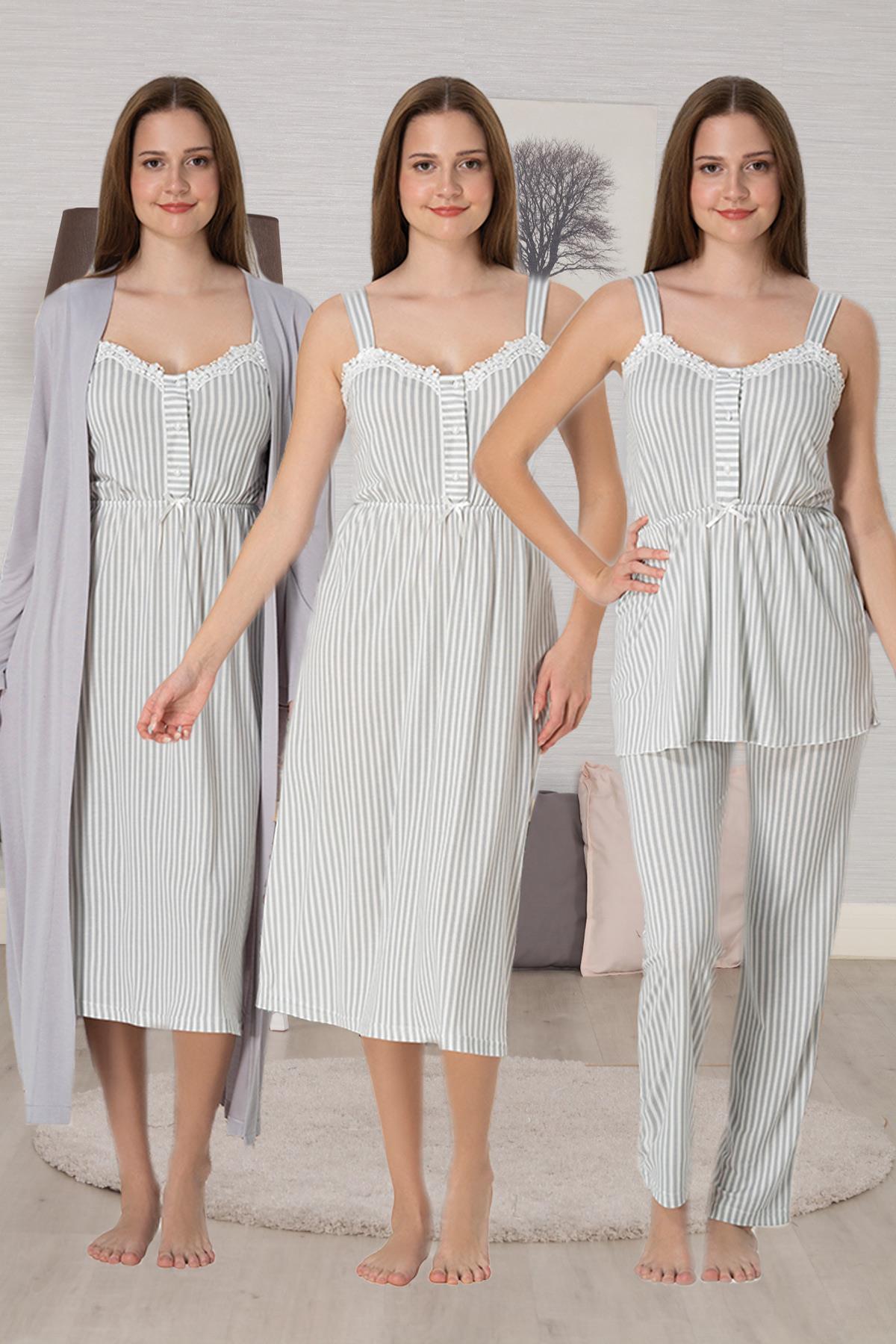 Effortt 4096 Gri Askılı Hamile Lohusa 4lü Set