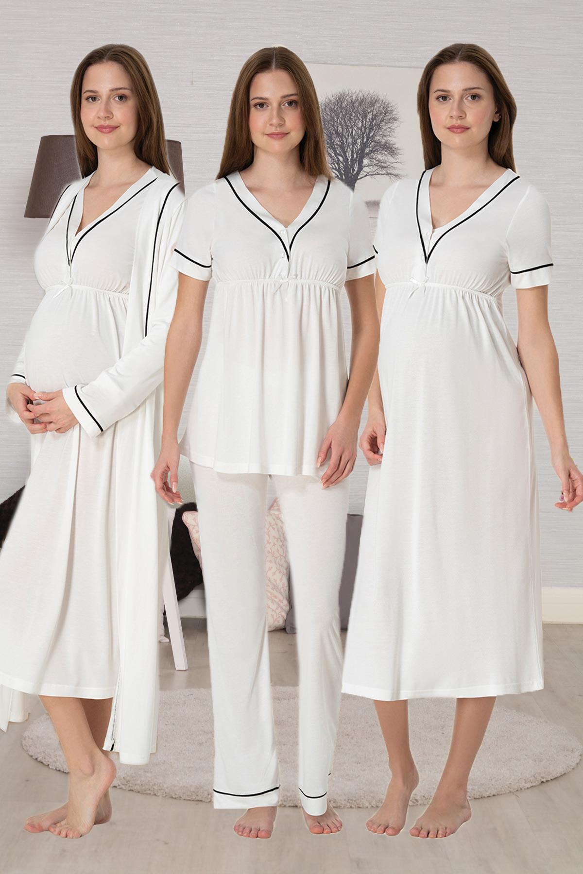 Effortt 5096 Ekru Biyeli 4lü Lohusa Hamile Seti