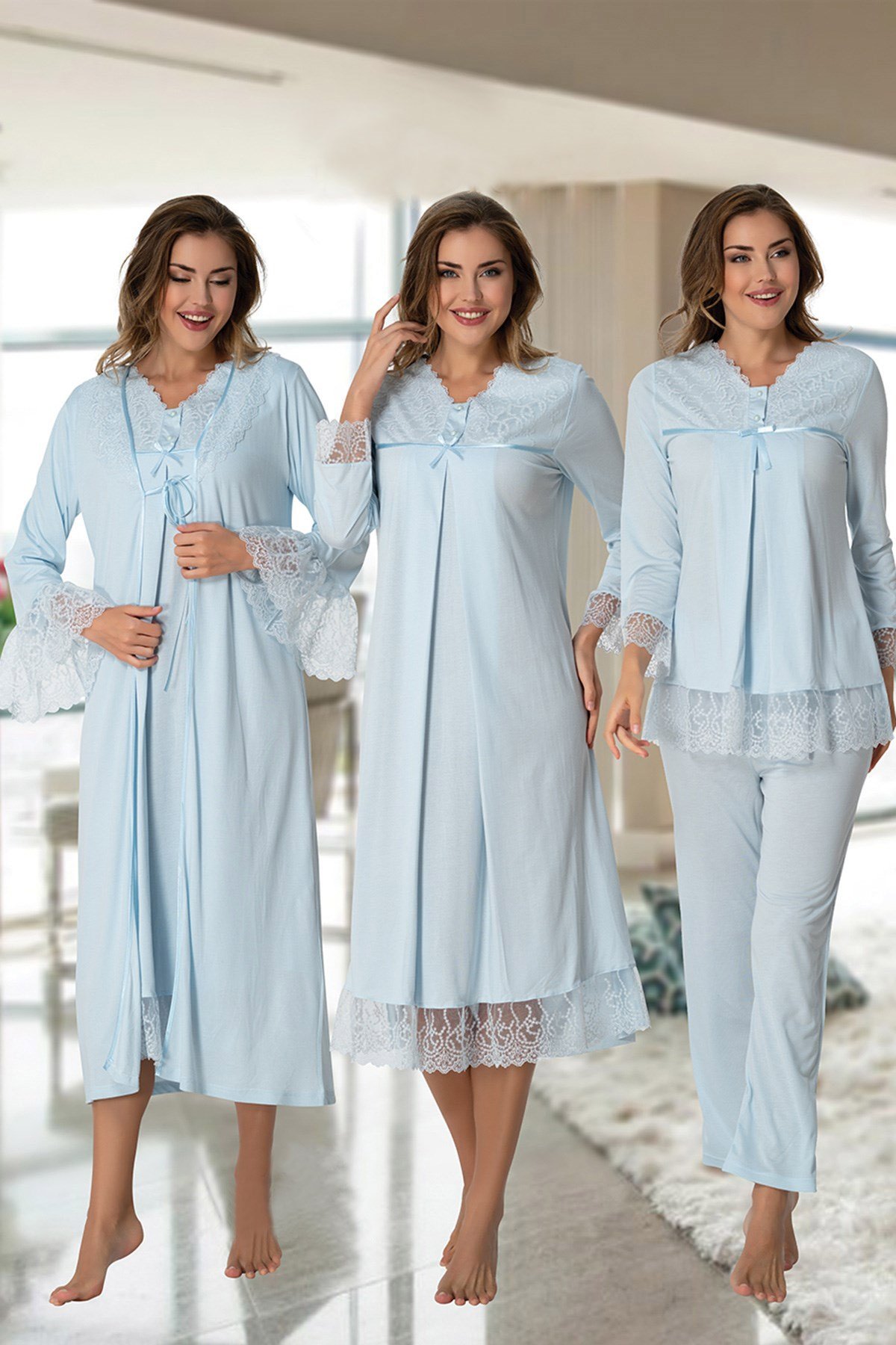 Effortt 7046 Güpür Danttelli Lohusa Hamile 4'lü Set