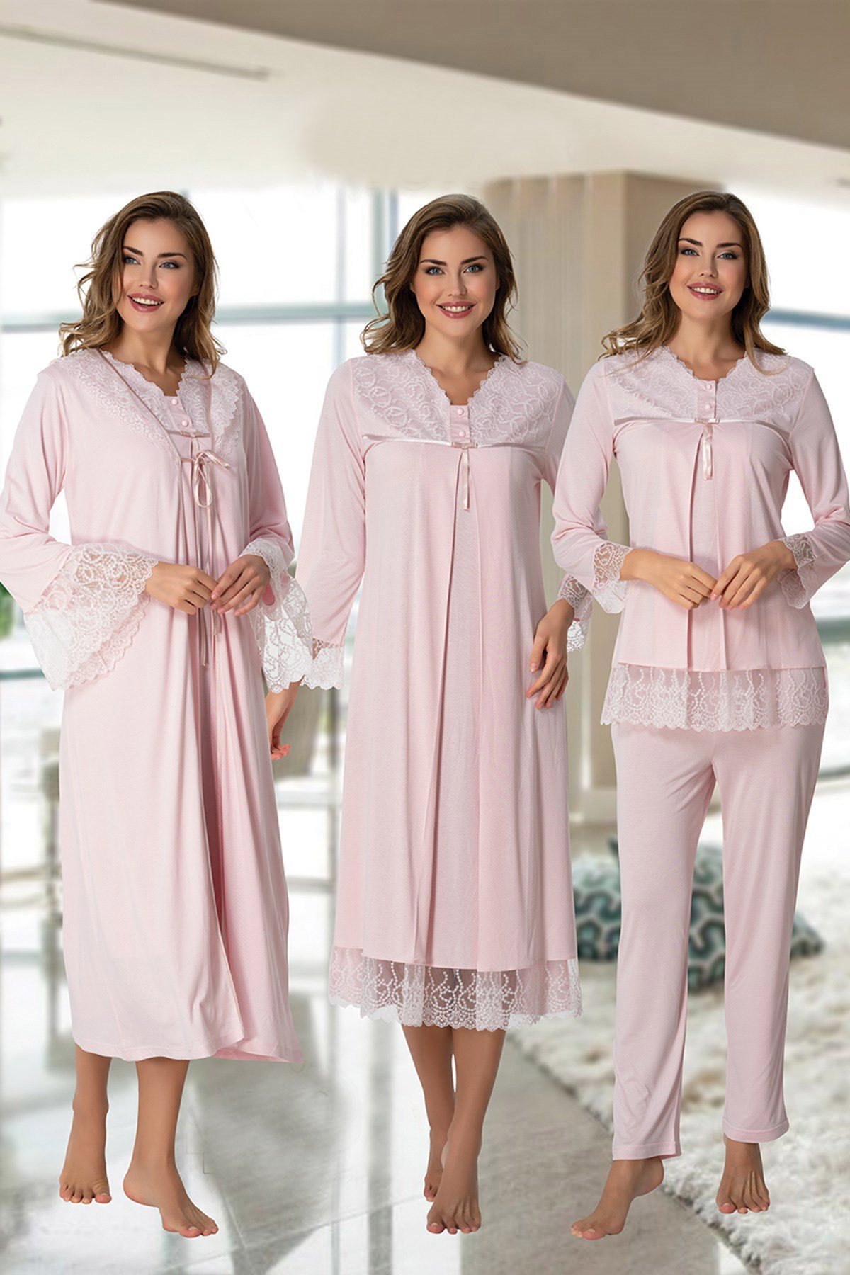 Effortt 7046 Güpür Danttelli Lohusa Hamile 4'lü Set