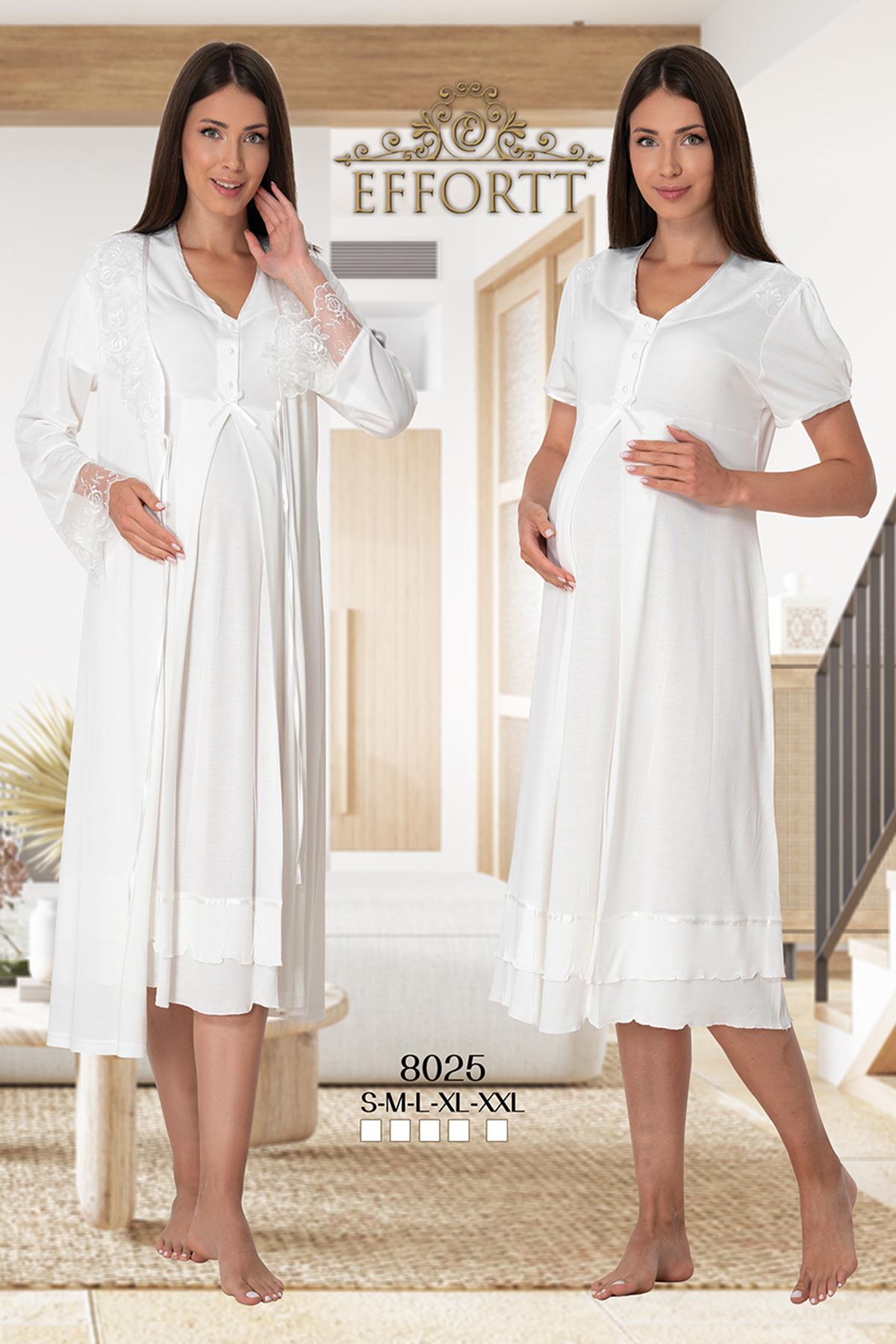 Effortt 8025 Dantel Sabahlıklı Lohusa Gecelik