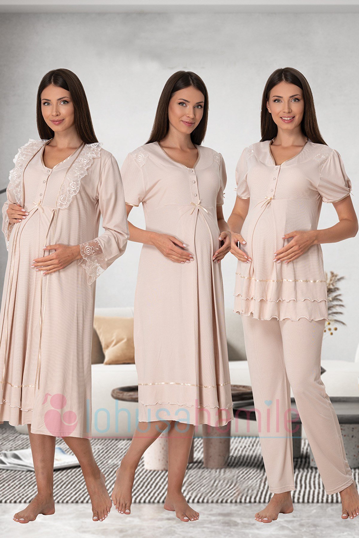 Effortt 8026 Milky Brown Maternity Nursing  4 Pieces Set