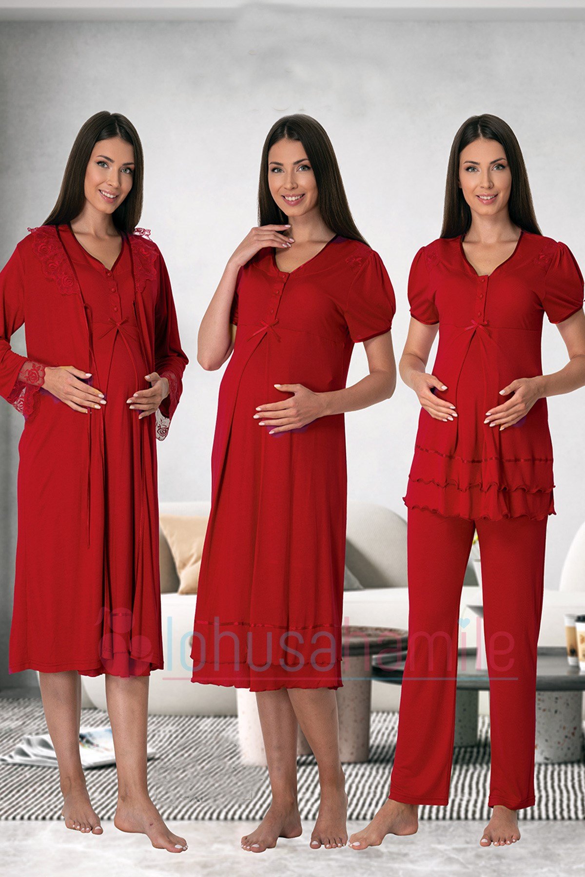 Effortt 8026 Vişne Hamile Lohusa 4lü Set