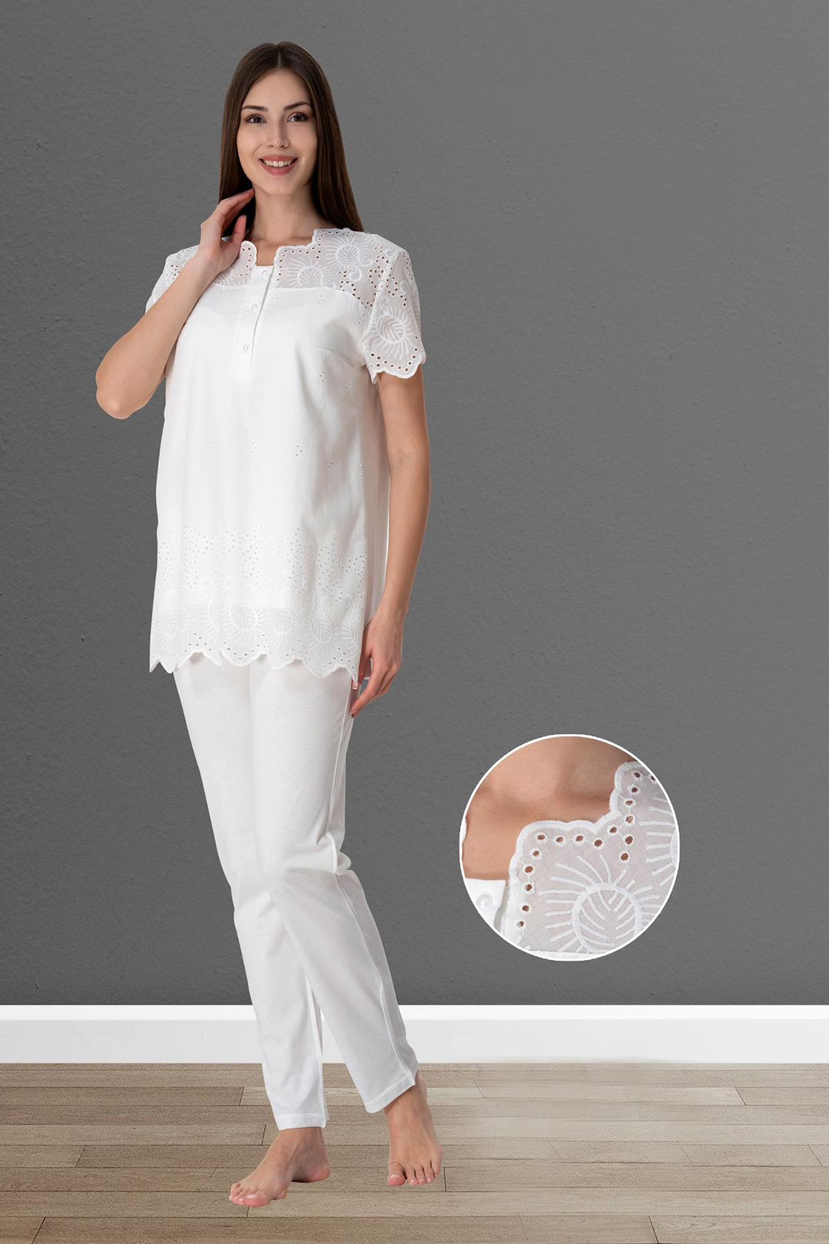 Effortt 9022 Ekru Fistolu Lohusa Pijama Takımı