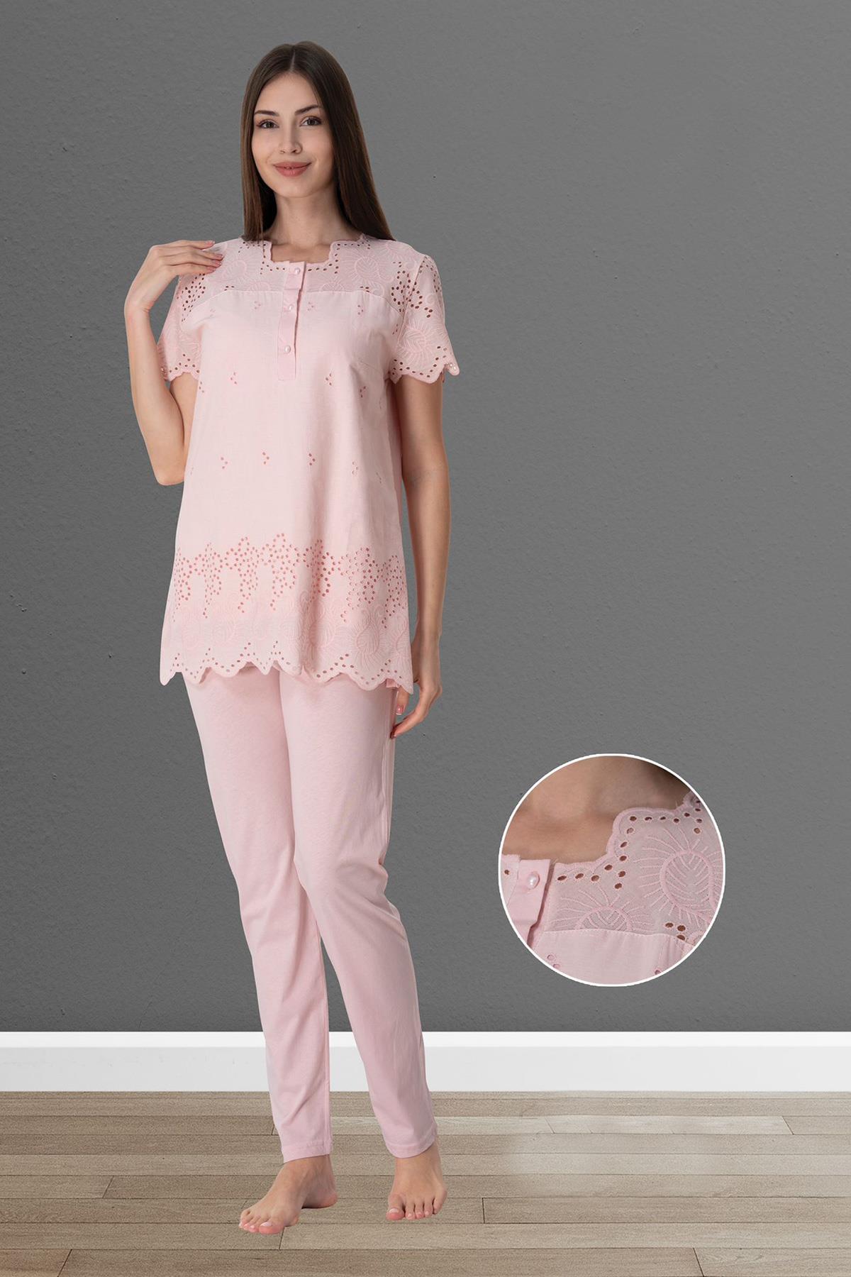 Effortt 9022 Pudra Pembe Fistolu Lohusa Pijama Takımı
